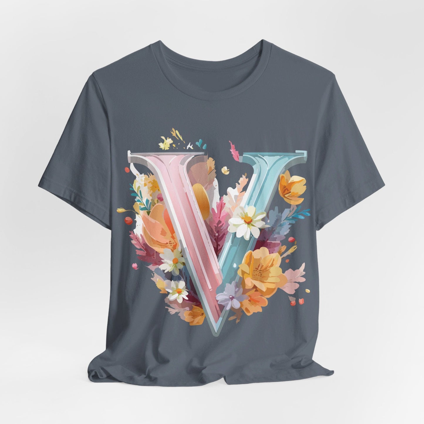 Letter V Shirt Graphic Tee Unisex Jersey Short Sleeve Vintage Inspired Artwork Adelpha
