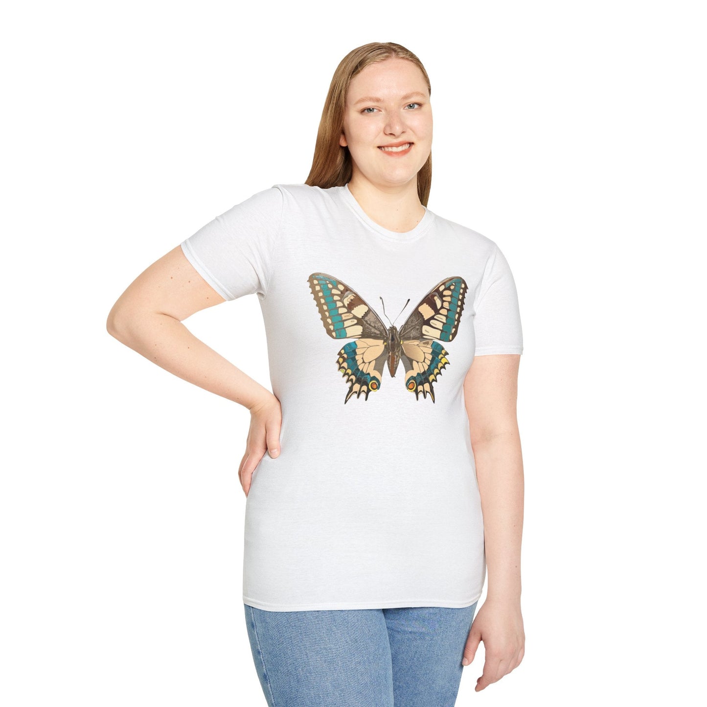 Unisex Butterfly T Shirt Softstyle 64000 Ring Spun Cotton Lightweight Tee Breathable Everyday Comfort