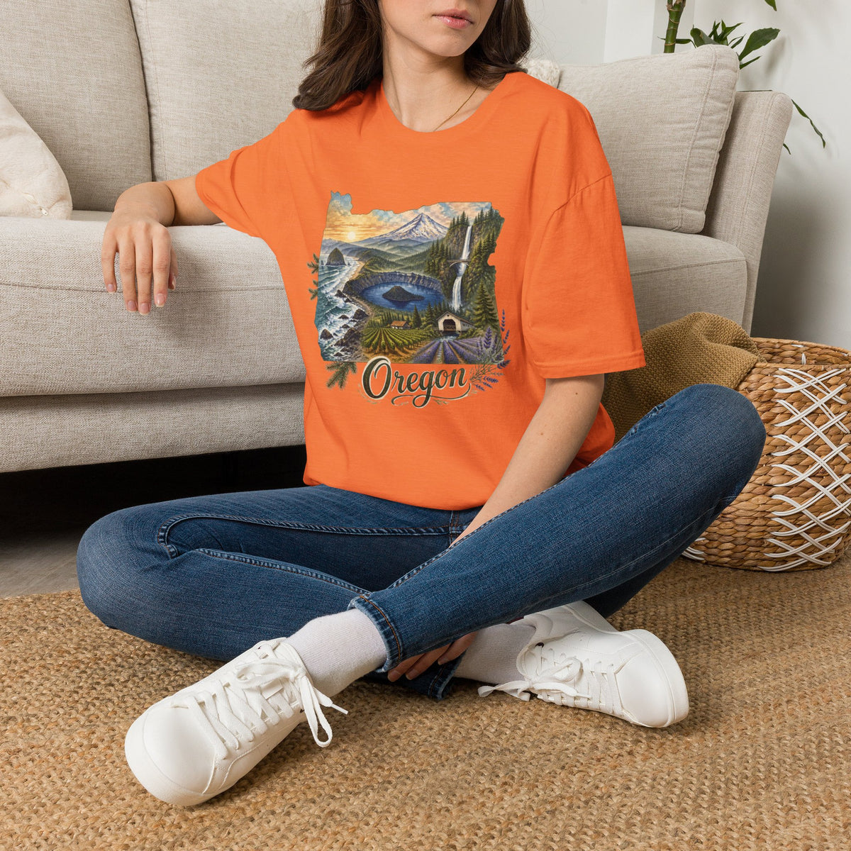 Oregon Crater Lake Mountains Travel Graphic Design Unisex 100 Cotton Gildan T-Shirt