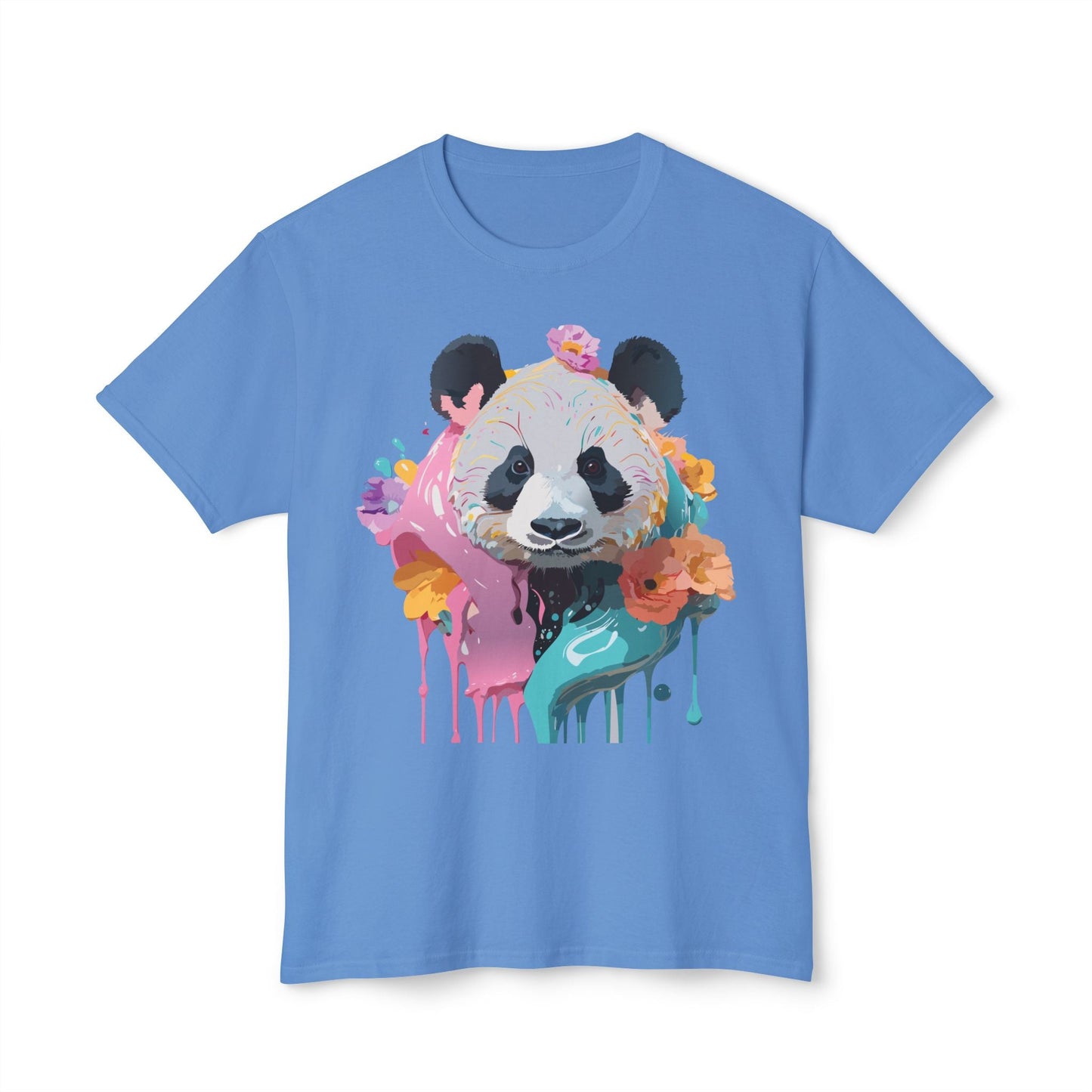 Panda T Shirt Unisex HD Cotton Tee With Panda Art Print Vintage Floral Design Printed In USA
