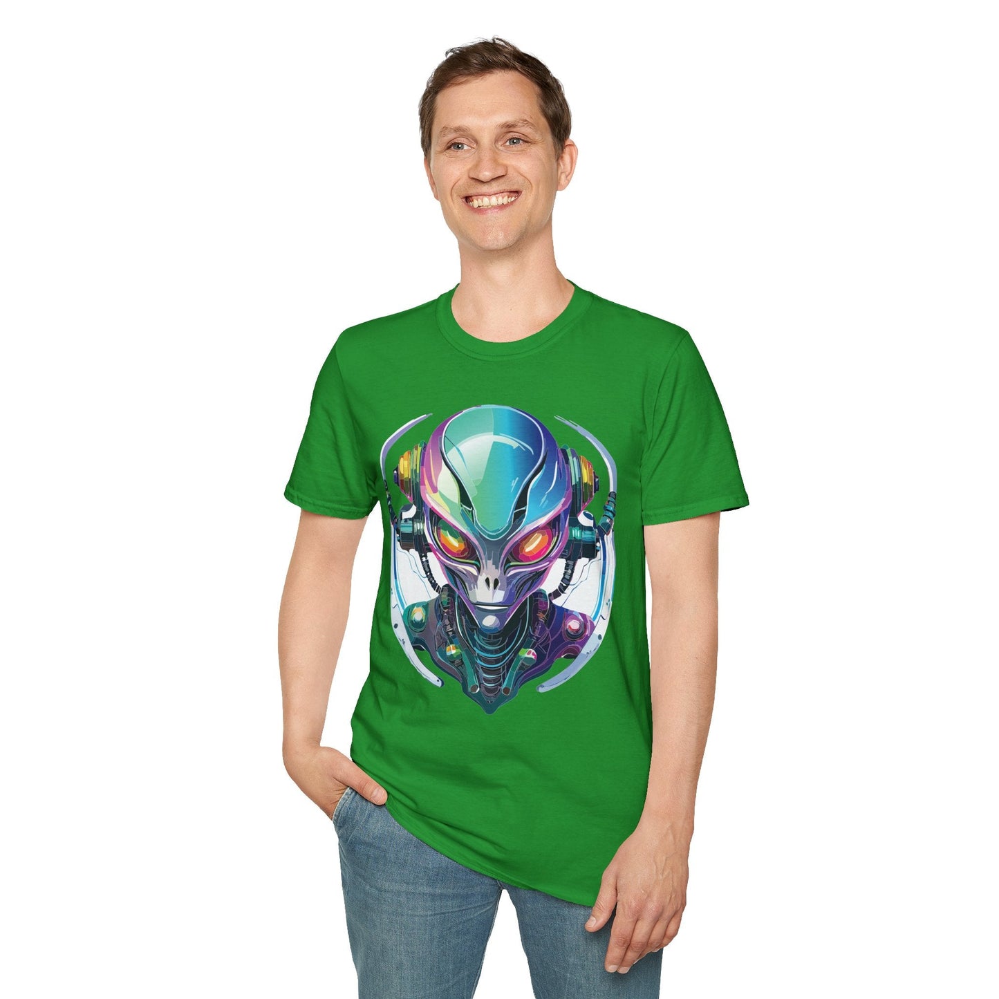 Alien Graphic Unisex Cotton Softstyle UFO Artwork Tee 3