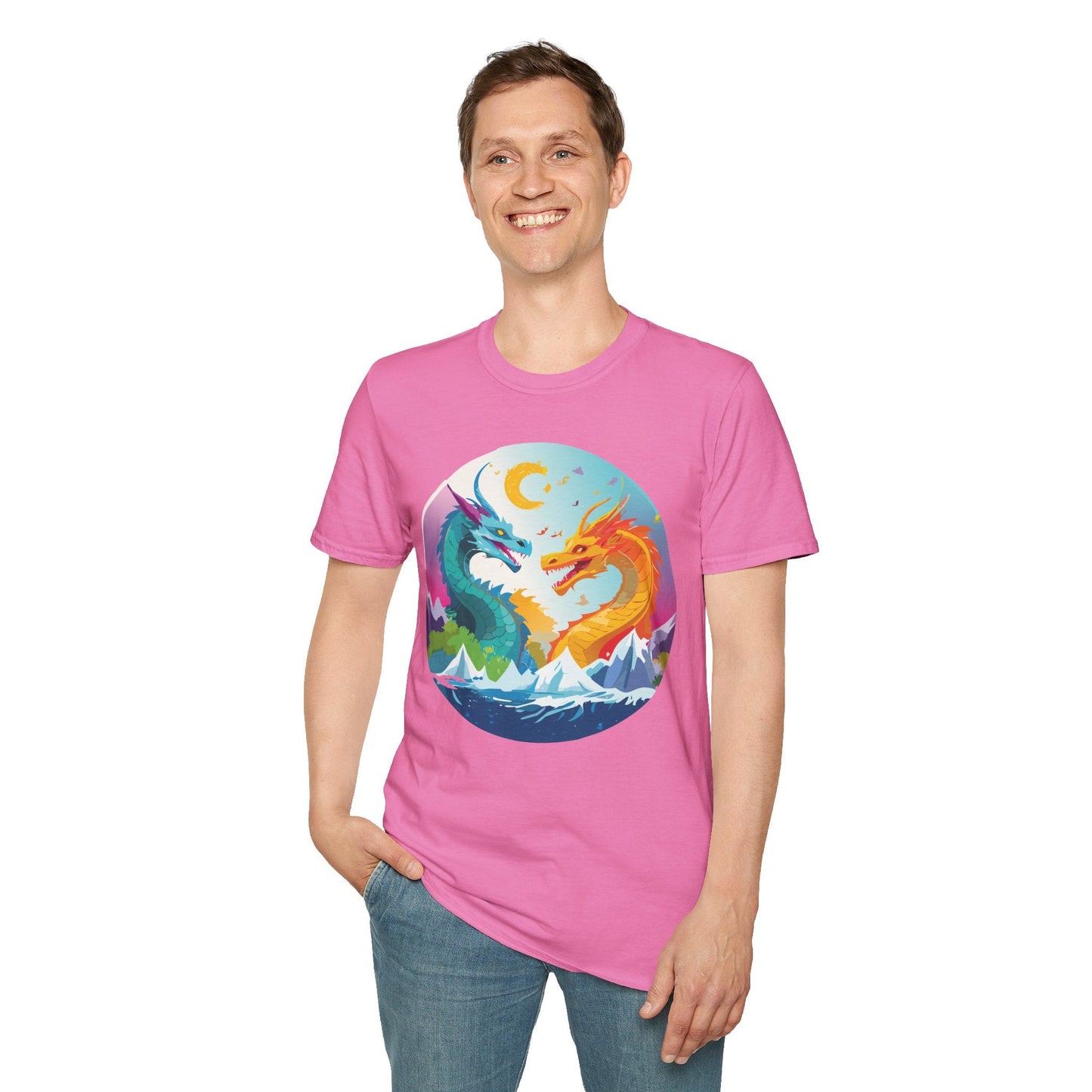Dragon Graphic Unisex Cotton Softstyle Art Design Tee With Animals 29
