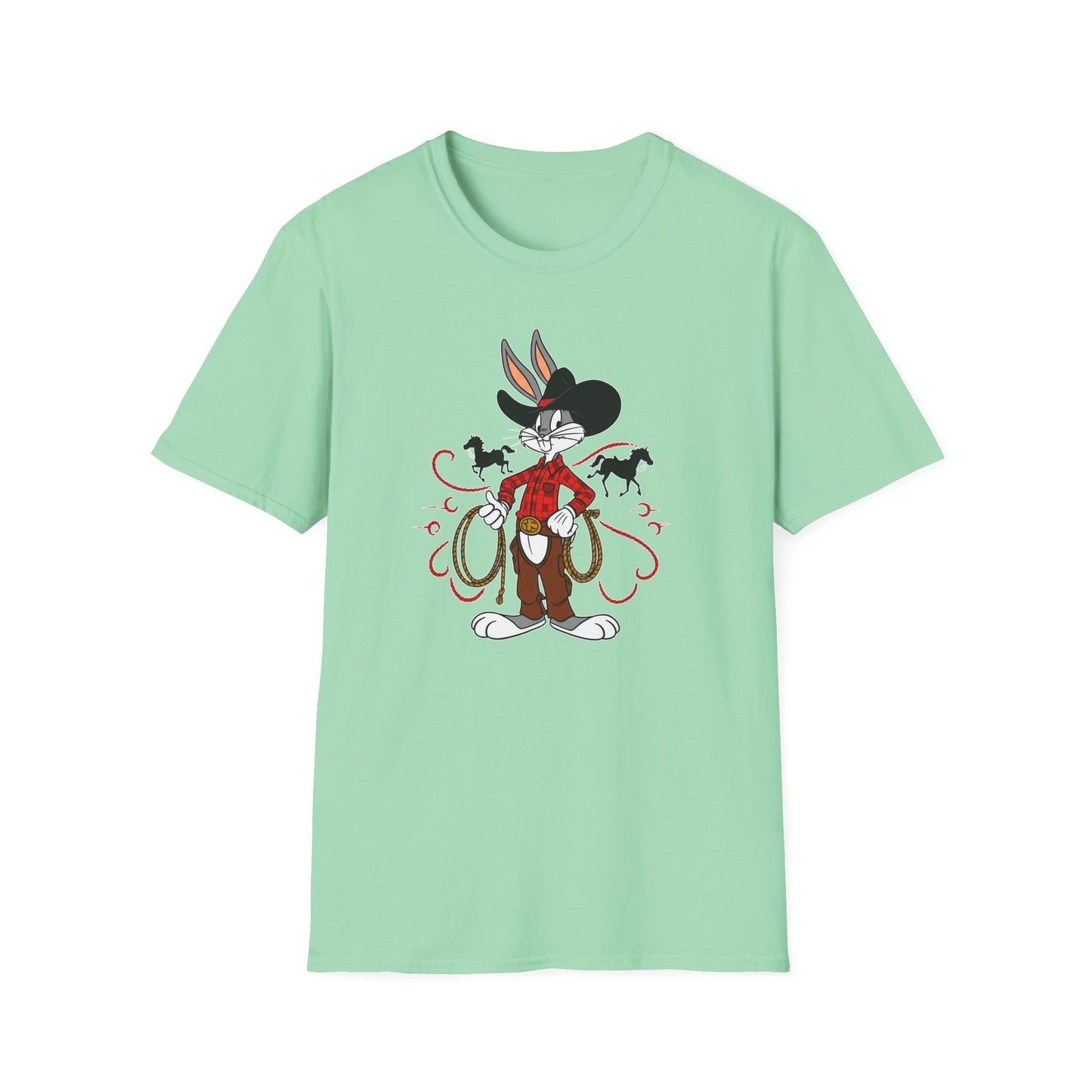 Bugs Bunny Unisex T Shirt Cartoon Design Graphic Tee Gildan Softstyle 64000 Artwork