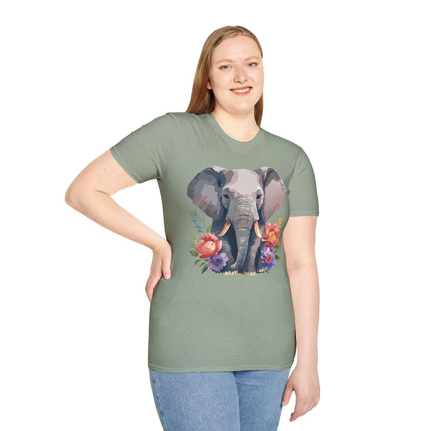 Elephant T Shirt Unisex Gildan Softstyle 64000 100 Percent Ring Spun Cotton Casual Tee