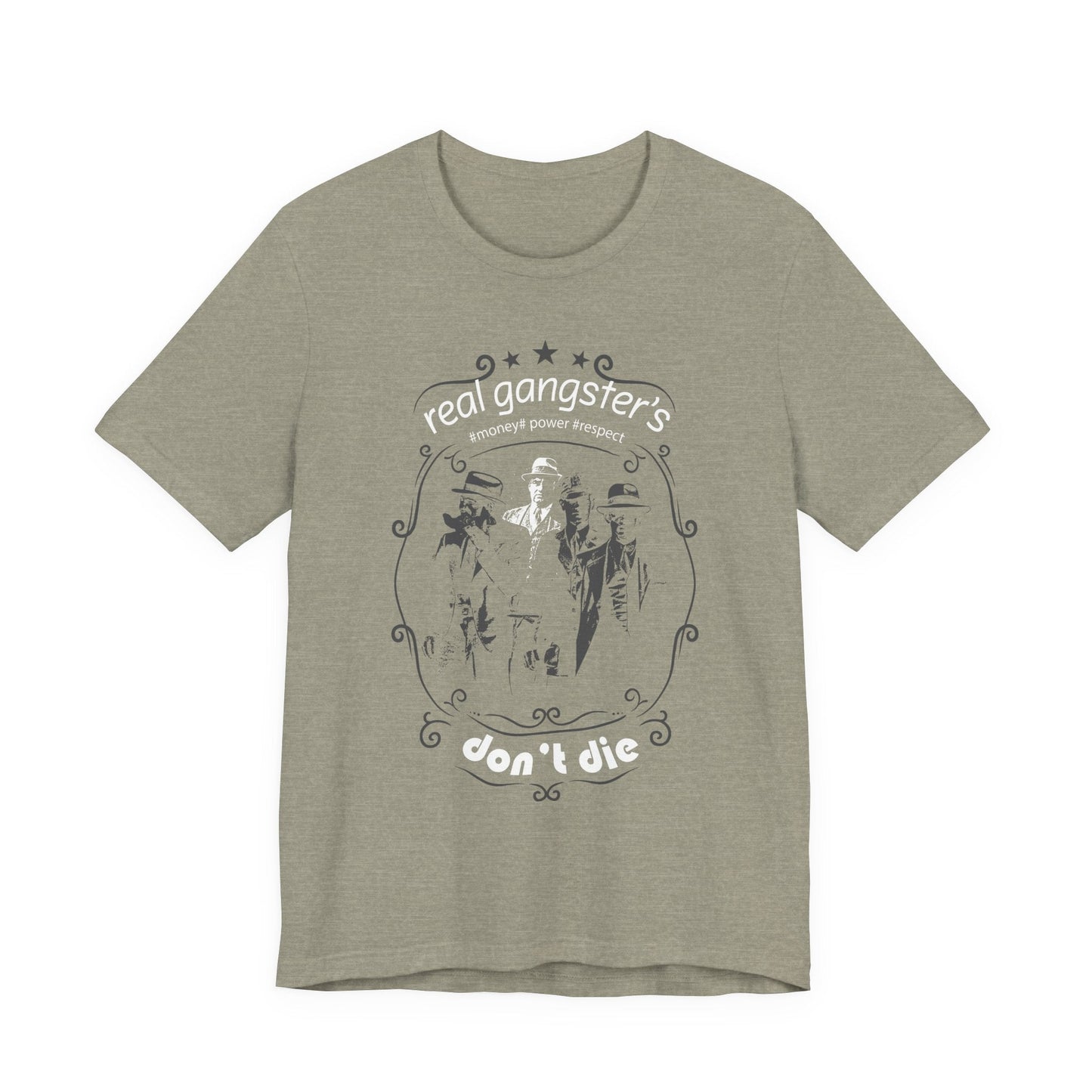 Real Gangsters Don't Die T-Shirt Vintage Outlaw Illustration Retro Biker Tee A-3