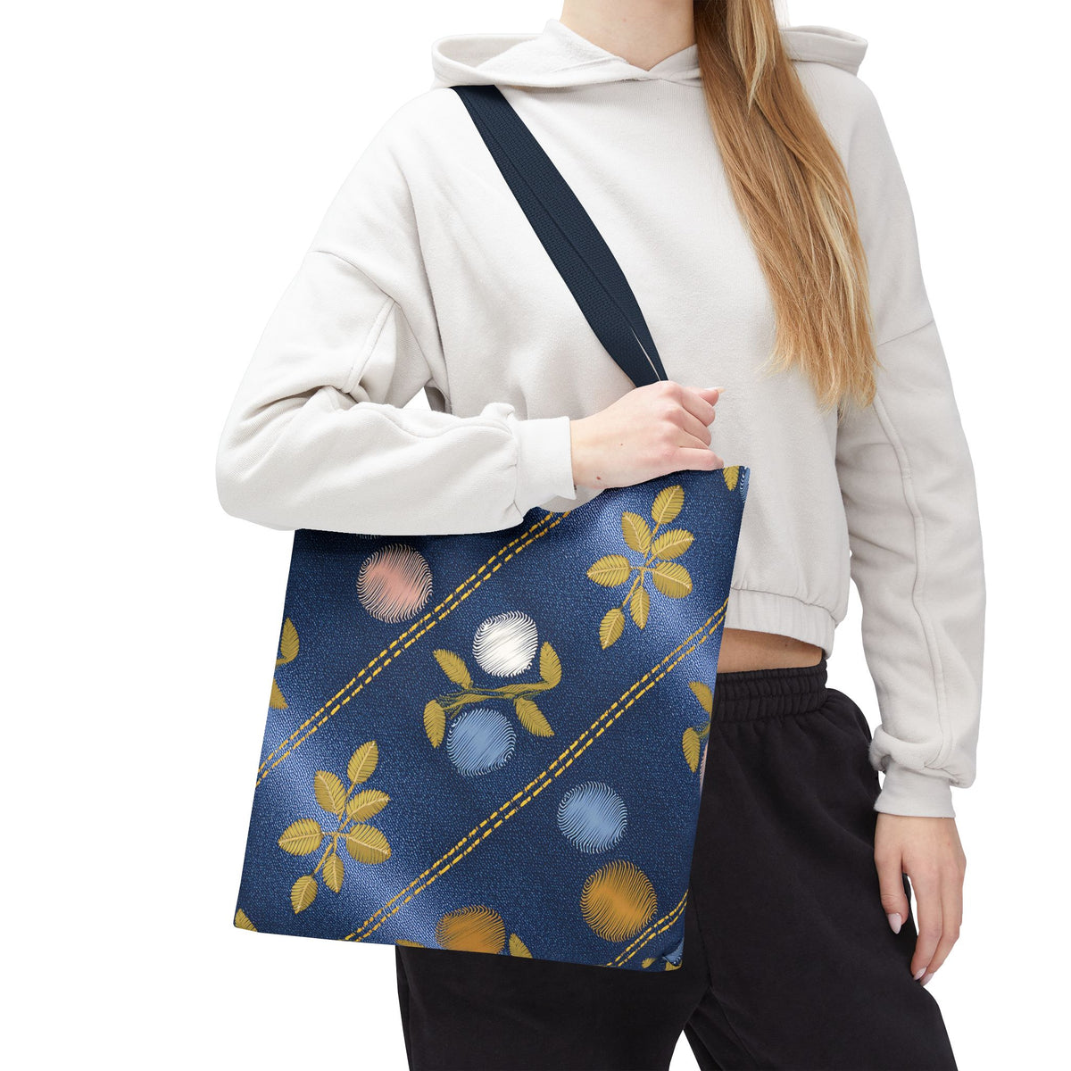 Denim Fabric Imitation Print Unisex Canvas Bag Poly Spun 3 Sizes Tote Bag 122