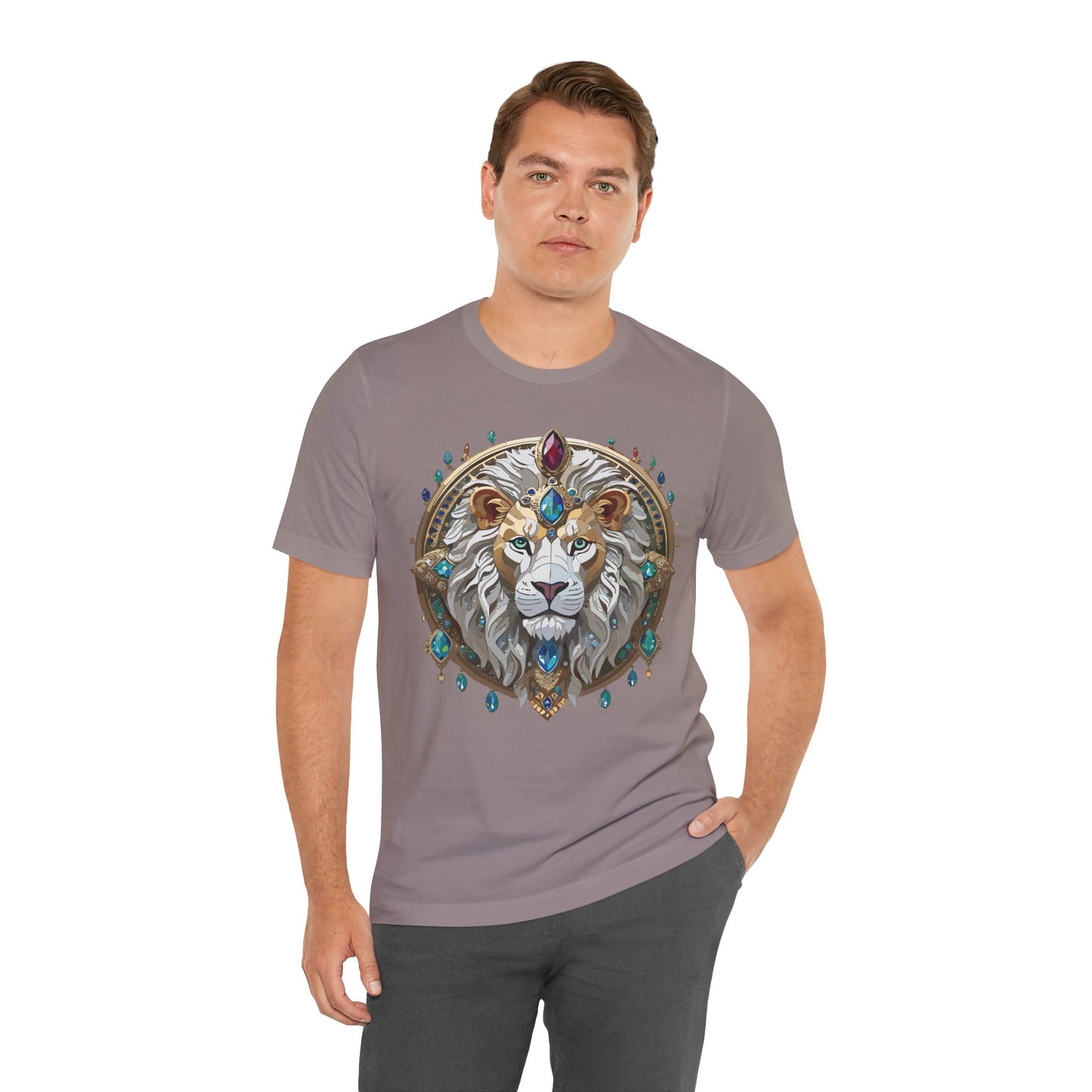 Unisex Lion Graphic Tee, Animal Shirt, Tee Shirt with Lion, Medallion T-Shirt, Animal Medallion Tees