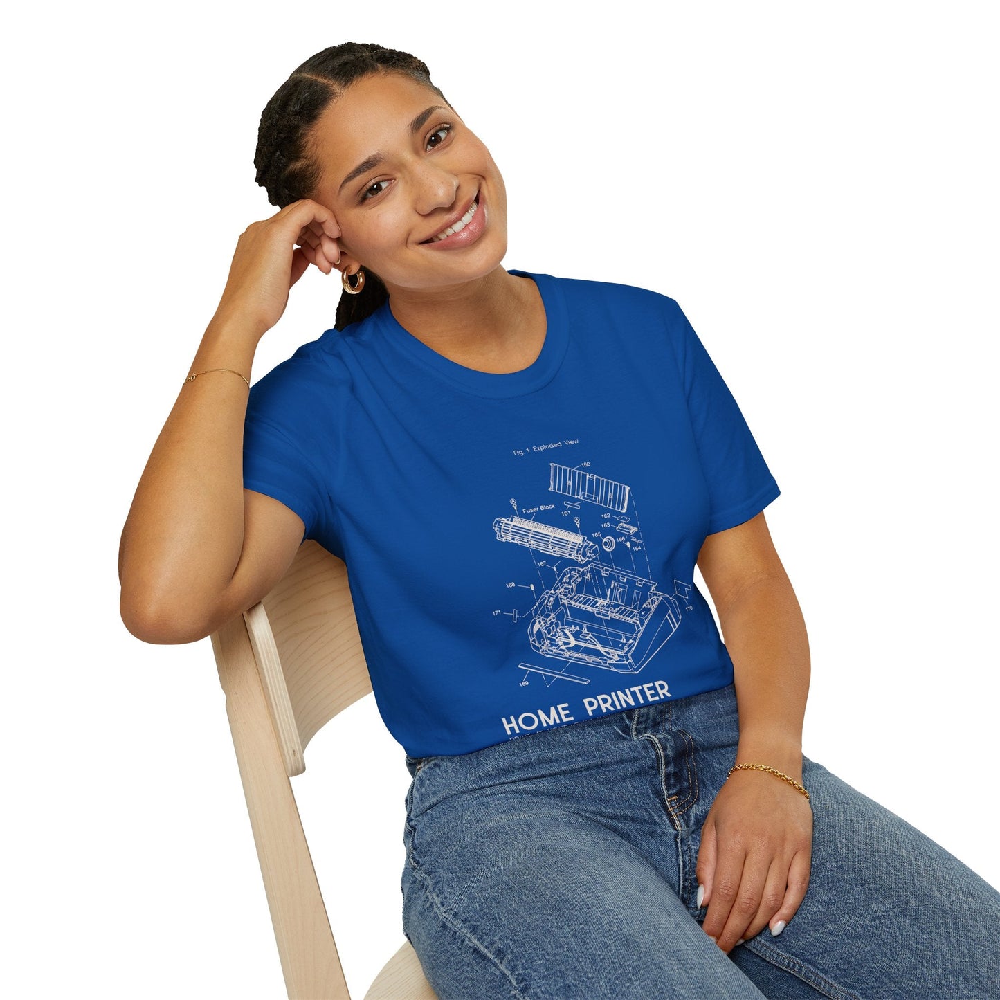Unisex Cotton T-Shirt Vintage Home Printer Blueprint Tee Home Printer Works 4 Microdots Slogan