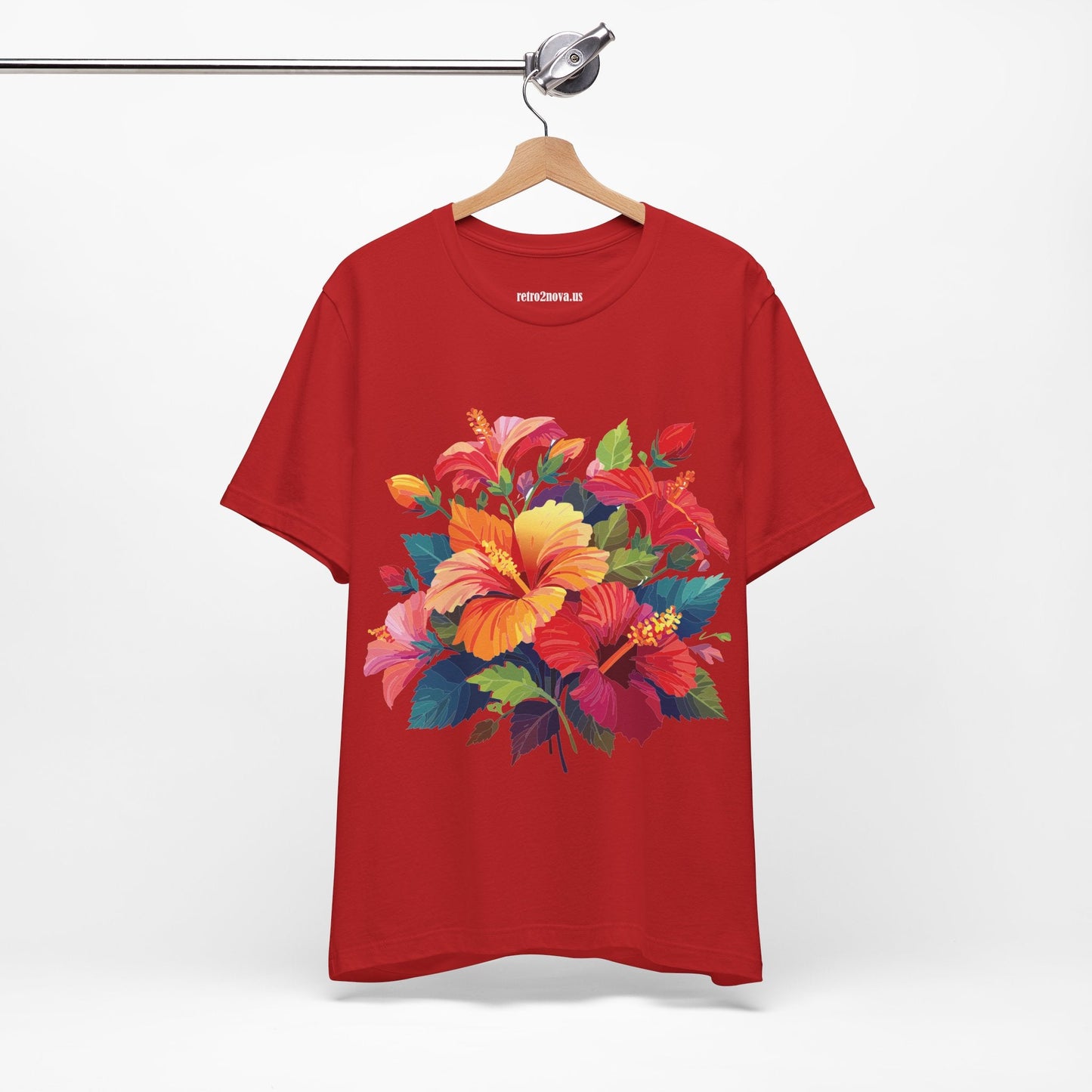 Retro2Nova Floral Shirt Unisex Jersey Short Sleeve Tee From Flowers Collection Bold Vibrant Design