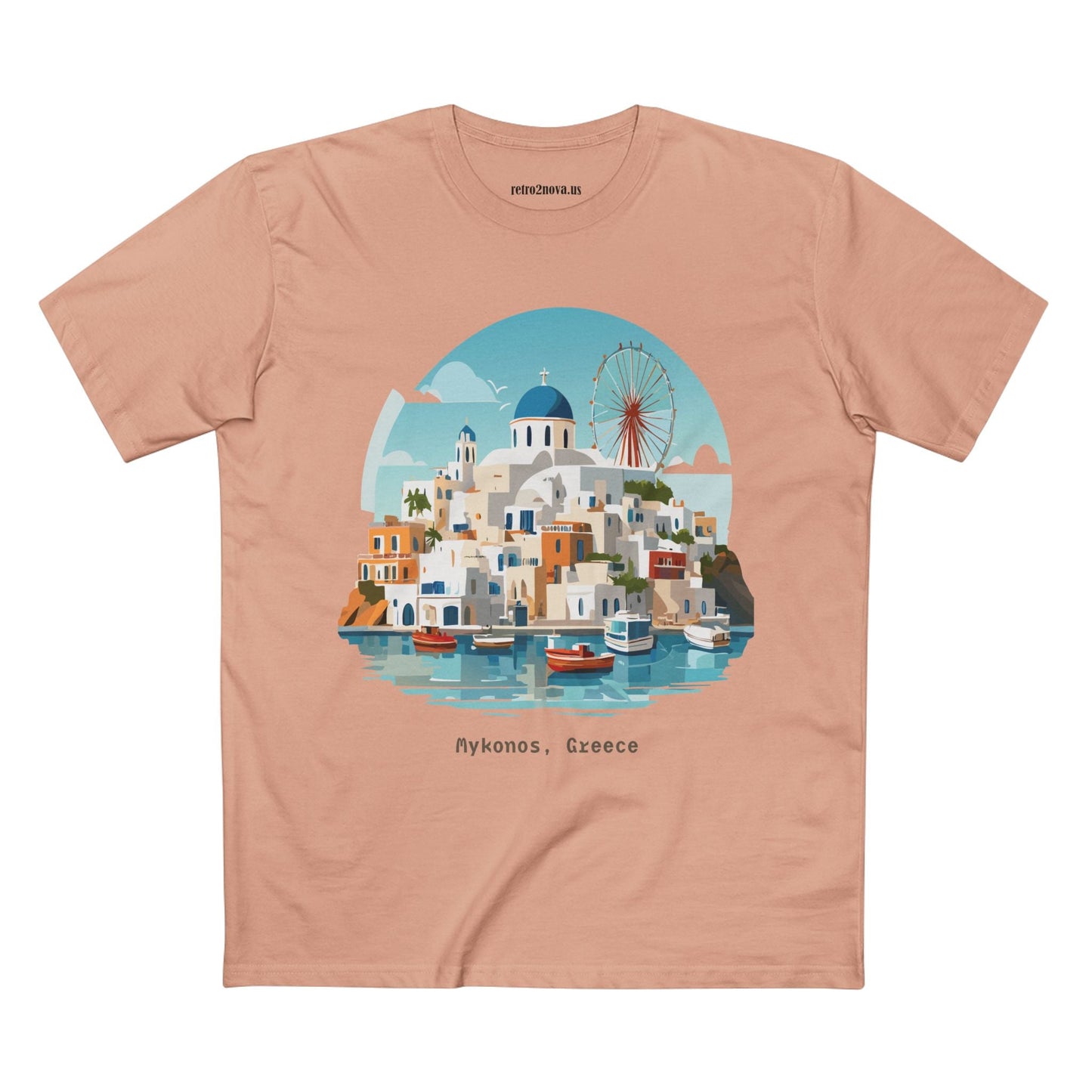 Unisex Greece Travel Shirt With Original Art Design Premium Cotton Tee Retro2Nova