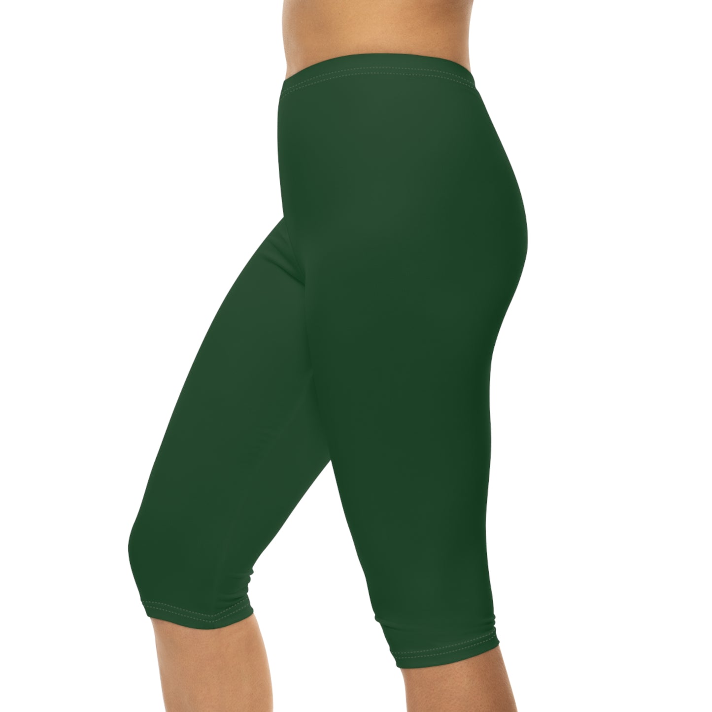 Dark Spruce Color Women's Brushed Suede Poly Span Casual Capri Leggings XS-2XL