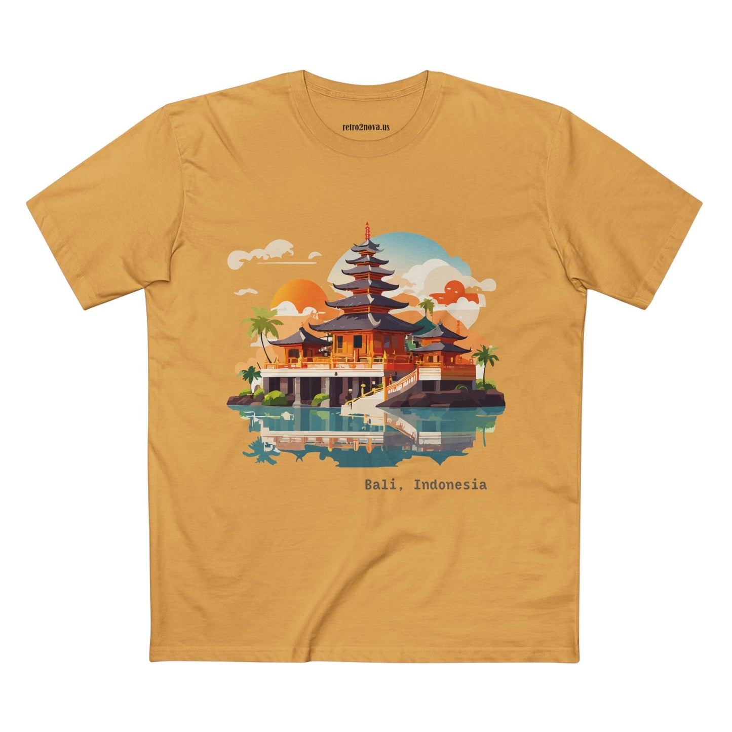 Unisex Bali Travel Shirt With Original Art Design Premium Cotton Tee From Retro2Nova Collection