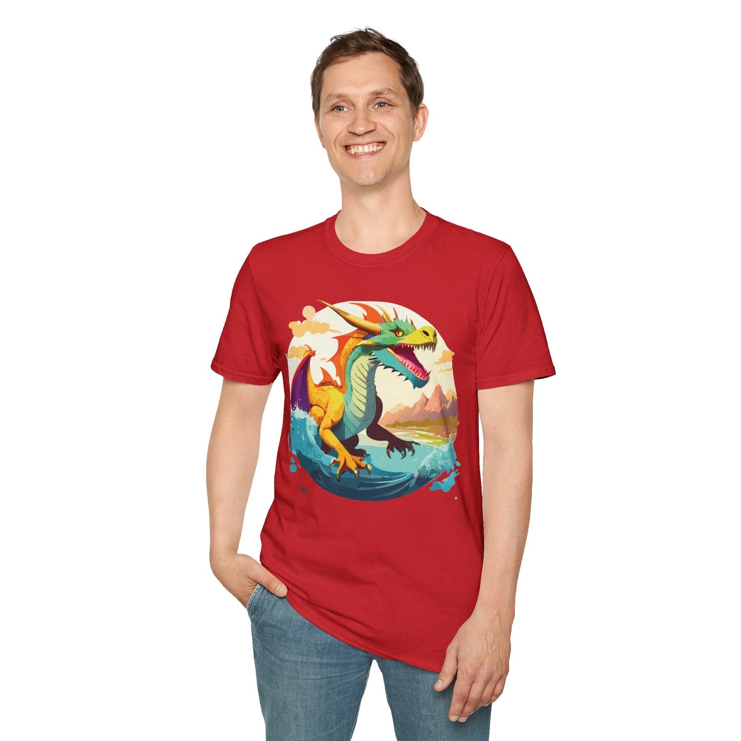 Dragon Graphic Unisex Cotton Softstyle Art Design Tee With Animals 13