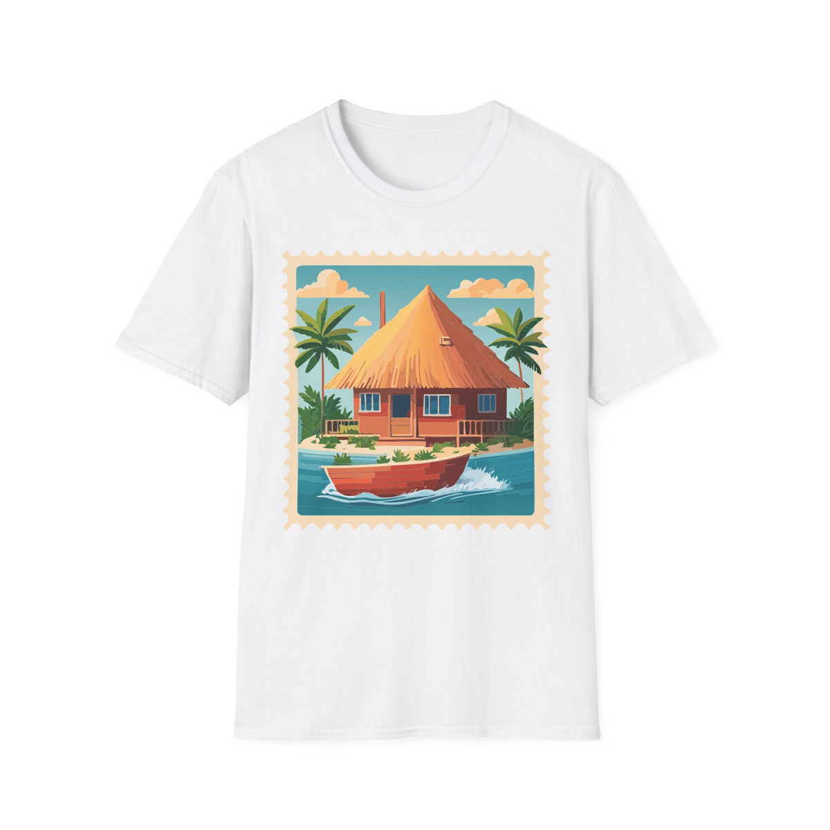 Tropical Tiki Hut T-Shirt | Beach House Palm Tree Illustration