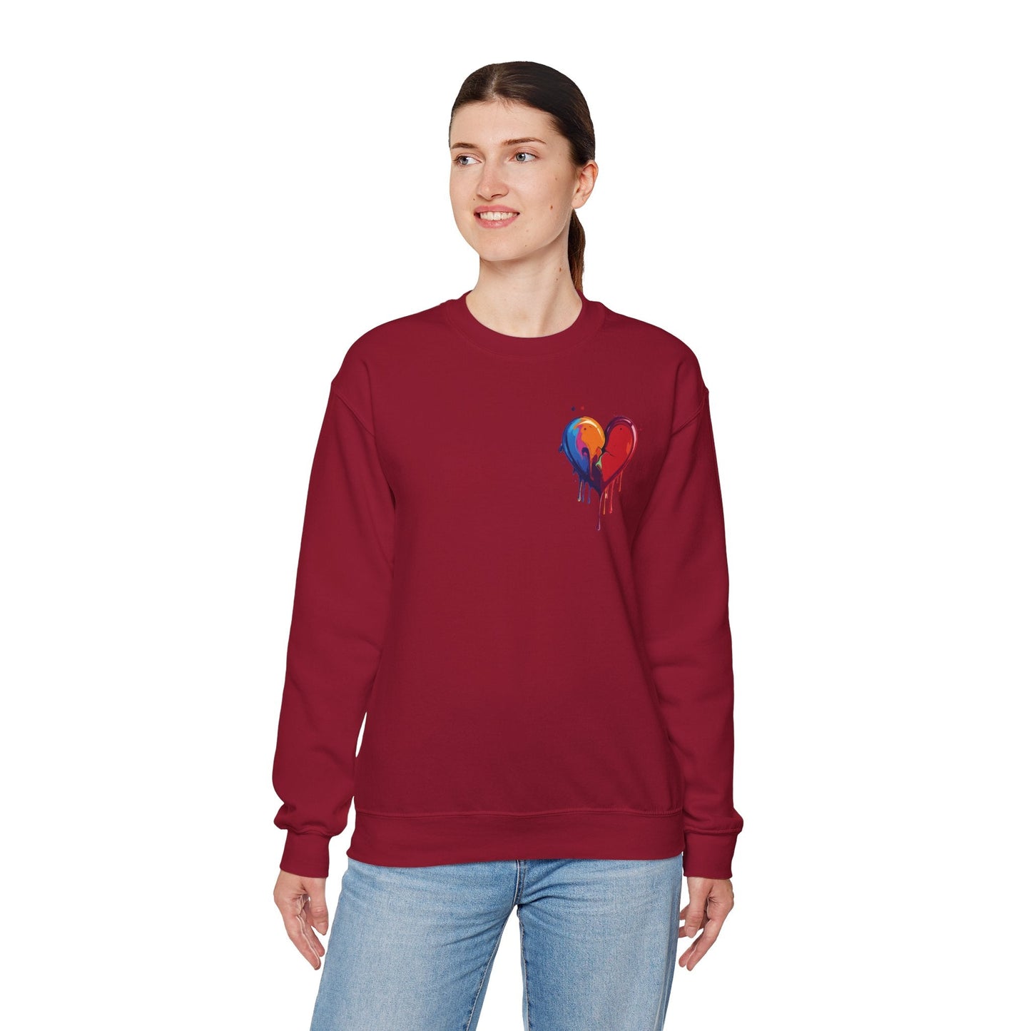 Bleeding Heart Sweatshirt Unisex Crewneck Cotton Polyester Blend Valentines Day Heart Design 117