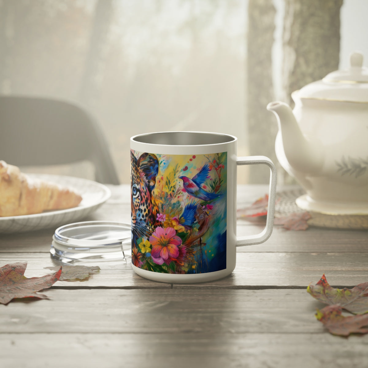 38 Art Design Insulated Coffee Mug Clear Lid 10oz Insulated Coffee Mug 10oz