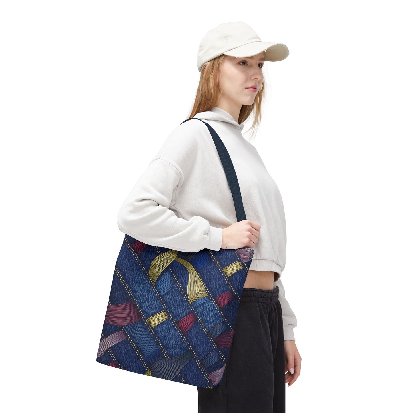 Denim Fabric Imitation Print Unisex Canvas Bag Poly Spun 3 Sizes Tote Bag 145