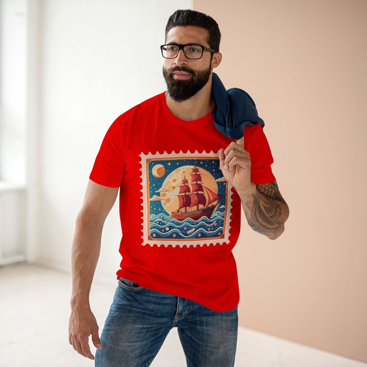 Stamp Shirt Postage Stamp Shirt Unisex Premium Cotton Tee Retro2Nova Original Art Design