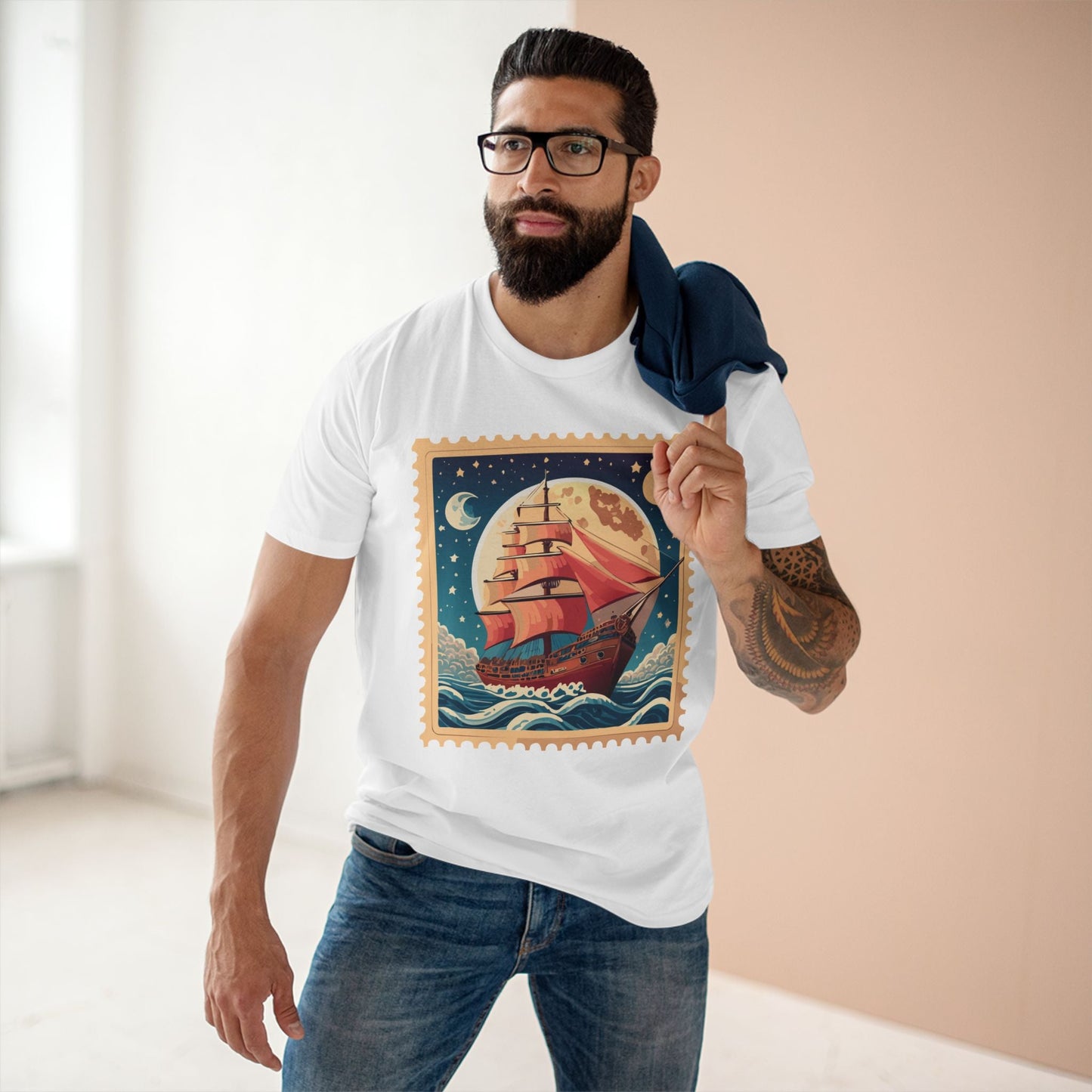 Postage Stamp Shirt Unisex Art Tee Premium Cotton Staple Retro2Nova Art Collection