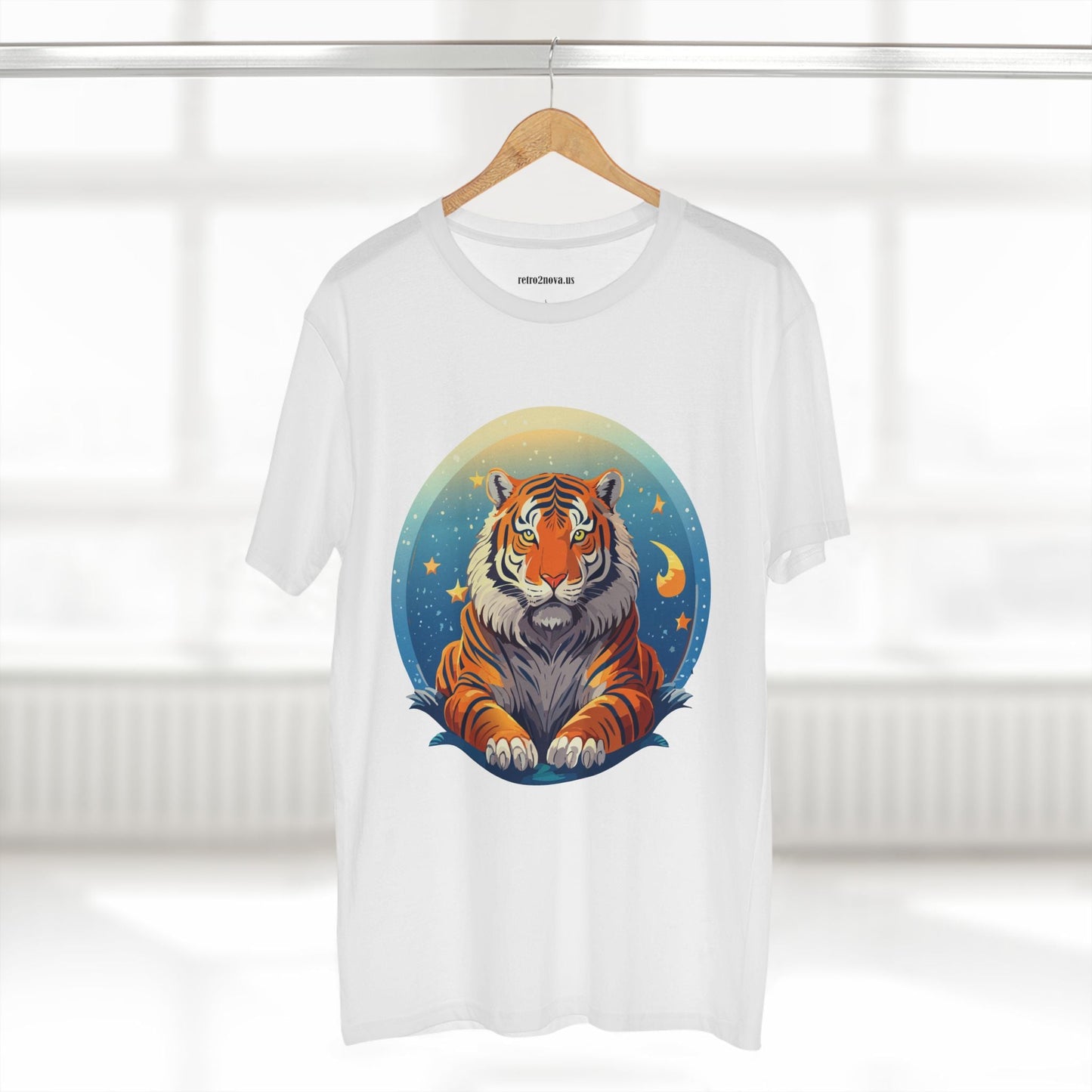 Tiger Animal Shirt Unisex Premium Cotton Tee With Original Art Design By Retro2Nova Soft Comfortable Everyday Wear
