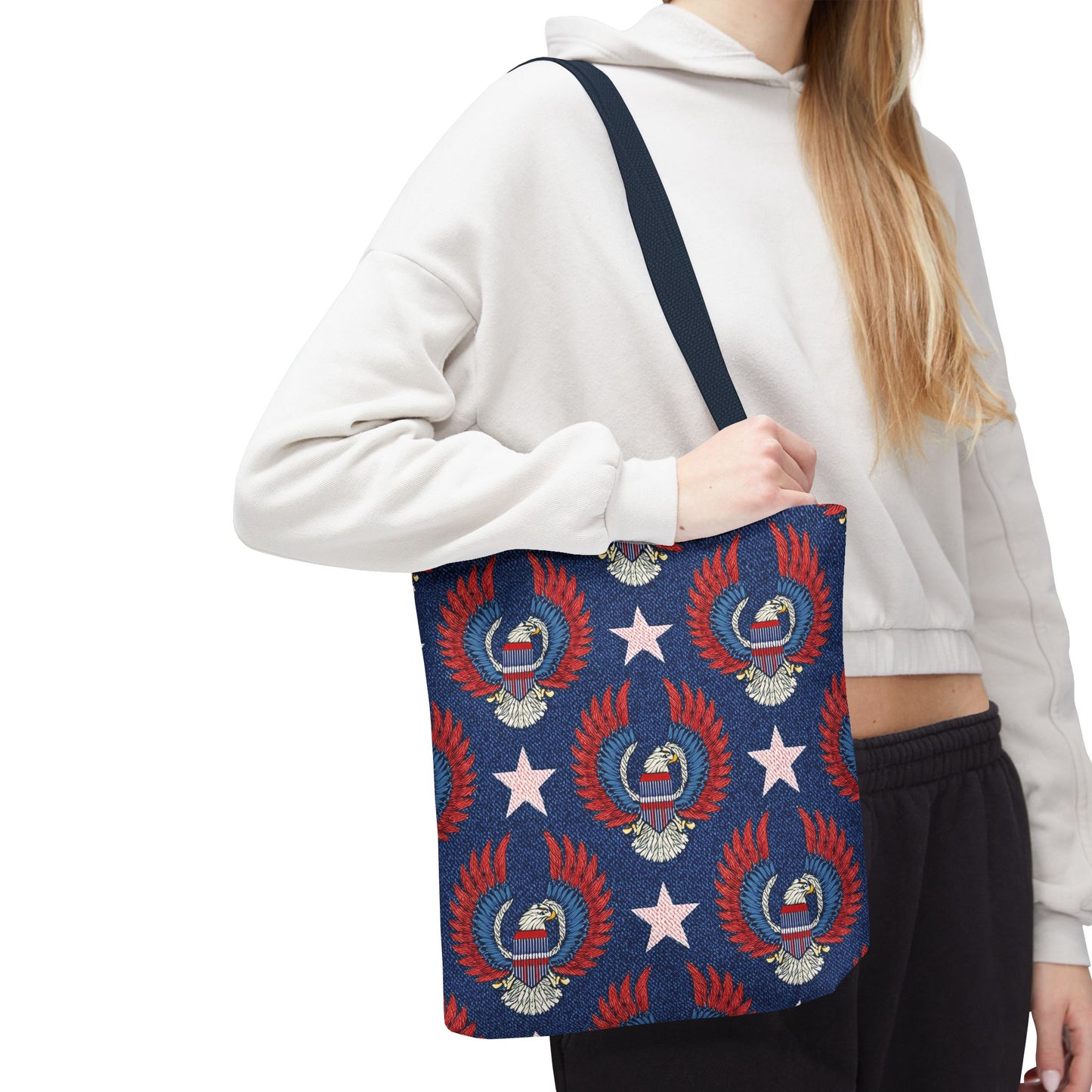4th of July Graphic Denim Fabric Imitation Print Unisex Canvas Bag Poly Spun 3 Sizes Tote Bag 200-4