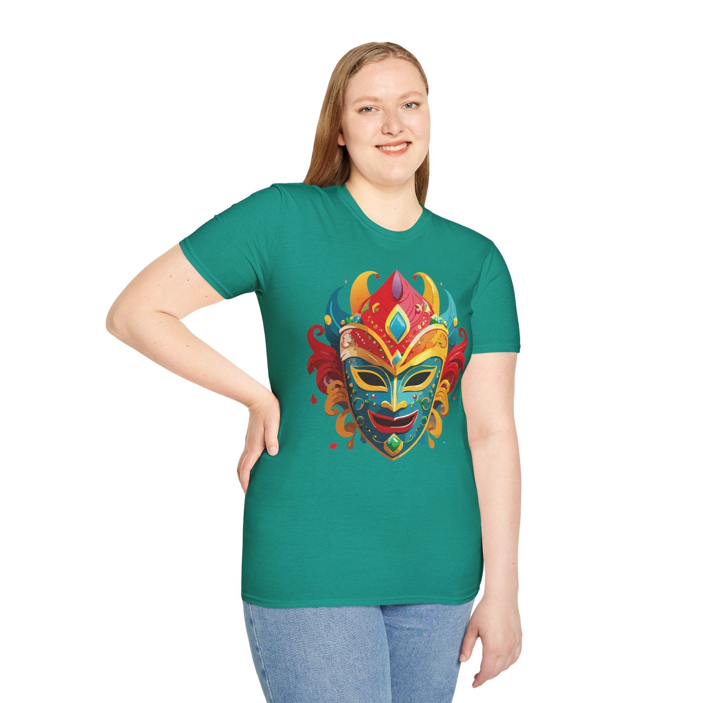 Unisex Mask Tee Shirt Gildan Softstyle 64000 Ring Spun Cotton Breathable Masquerade Design