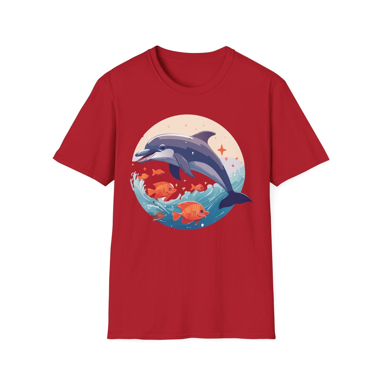 Unisex Dolphin Shirt Gildan Softstyle 64000 Short Sleeve Fish Tee With Dolphin Graphic