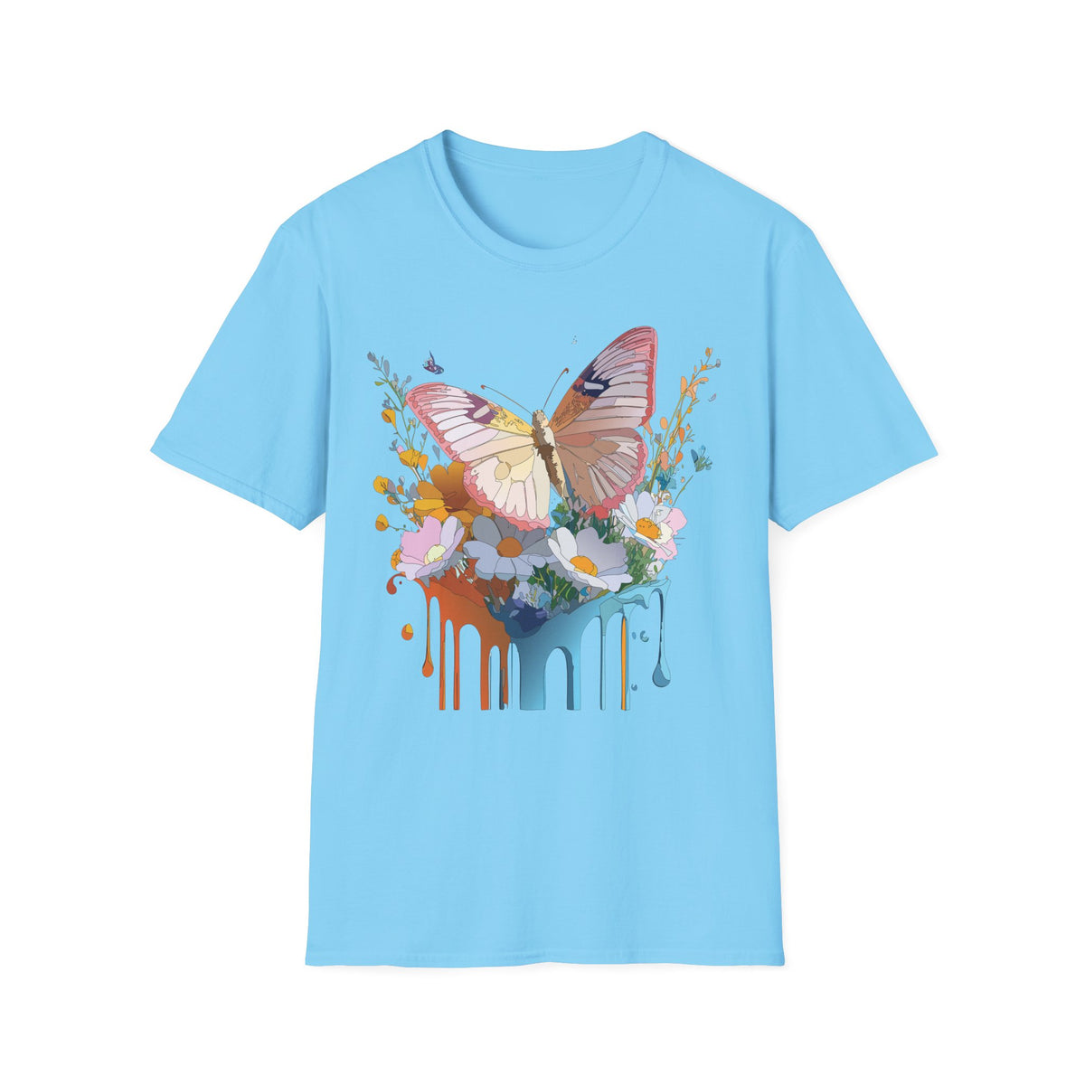 Butterfly Floral Drip Graphic Tee Unisex 100 Cotton Gildan T-Shirt