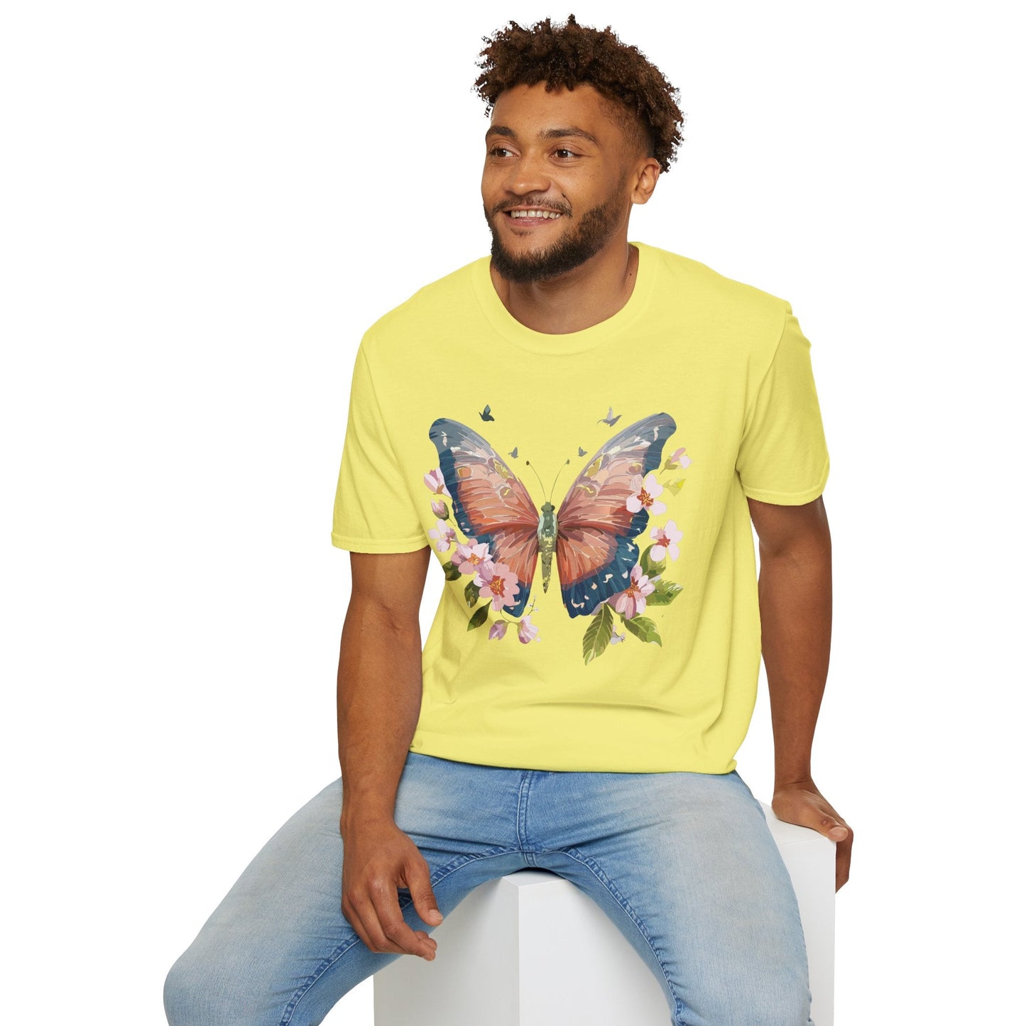 Unisex Monarch Butterfly T Shirt Softstyle 64000 Gildan Ring Spun Cotton Tee Lightweight Comfort