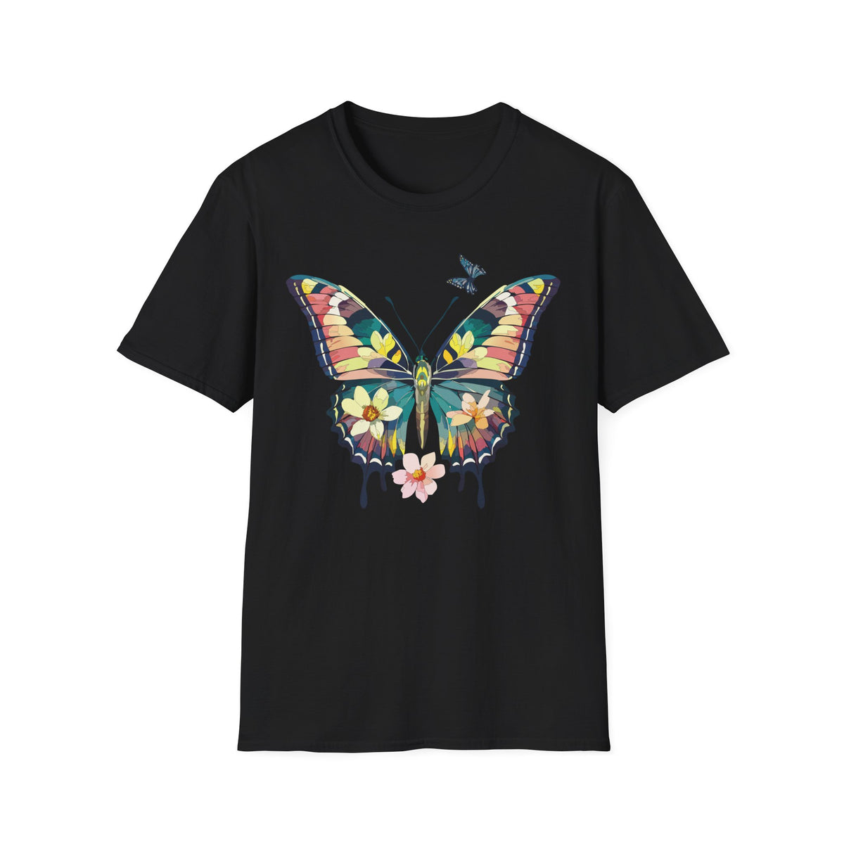 Butterfly Watercolor T-Shirt — Floral Drip Wings Graphic Tee Unisex 100 Cotton Gildan T-Shirt