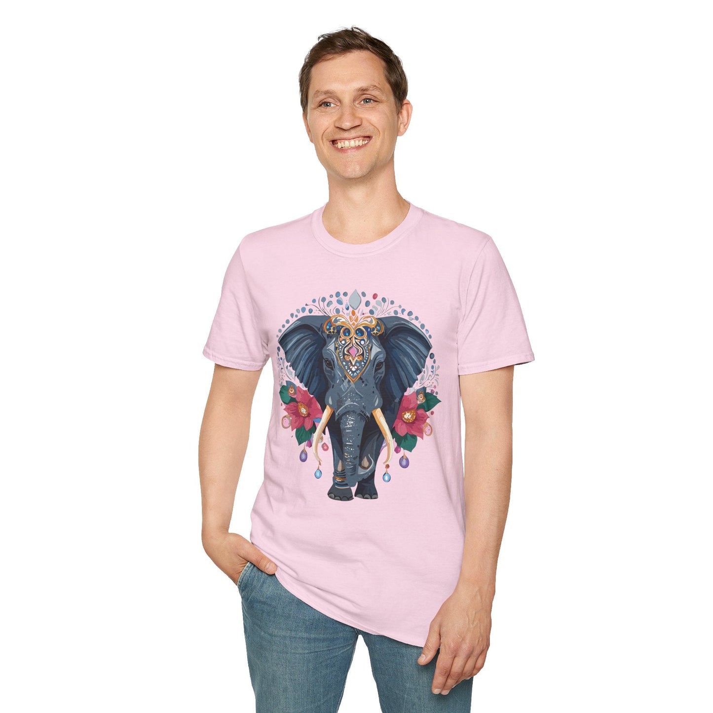 Elephant Graphic T Shirt Unisex Cotton Tee Softstyle Gildan 64000 Elephant Design