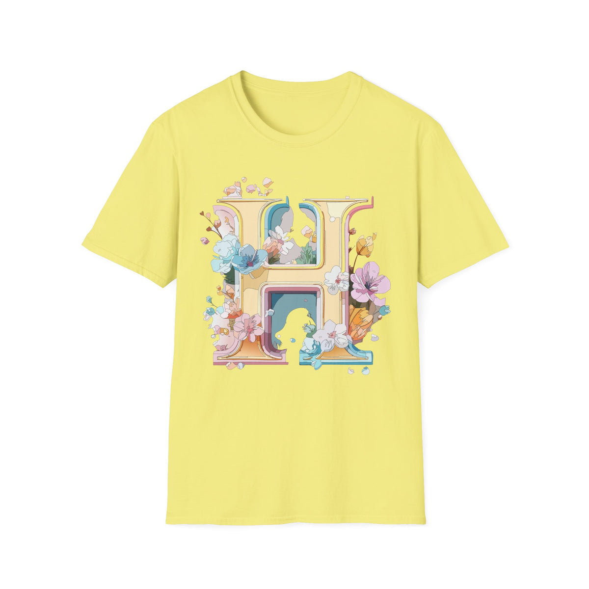 Floral Letter H Shirt | Monogram Initial H Tee