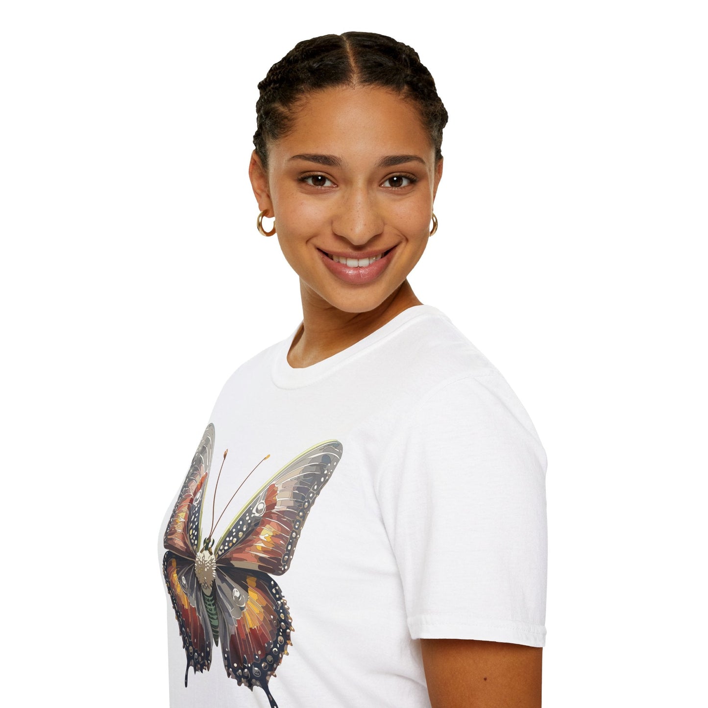 Butterfly Shirt Unisex Lightweight 100 Cotton Gildan Softstyle 64000 Tee Monarch Butterfly Design