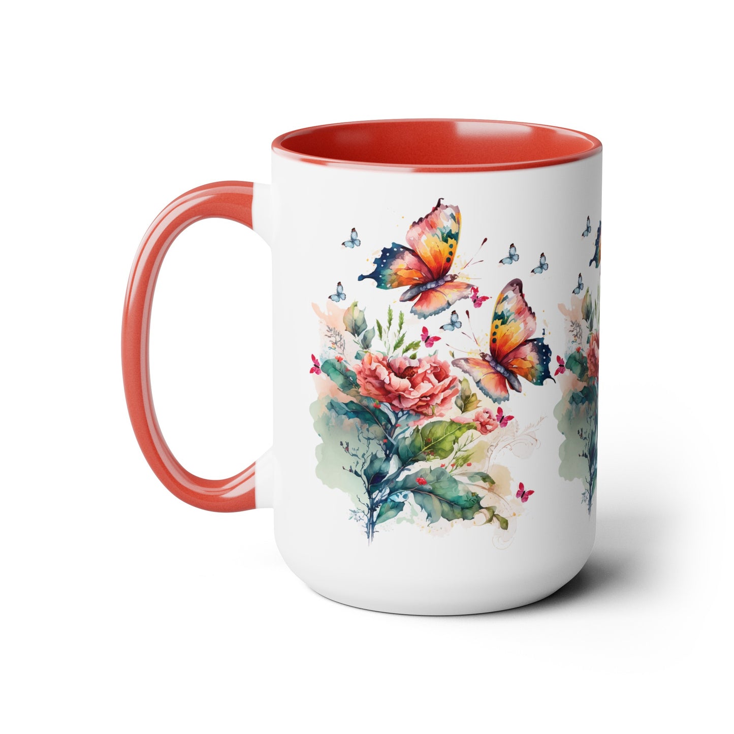 Two-Tone Coffee Mugs with butterfly