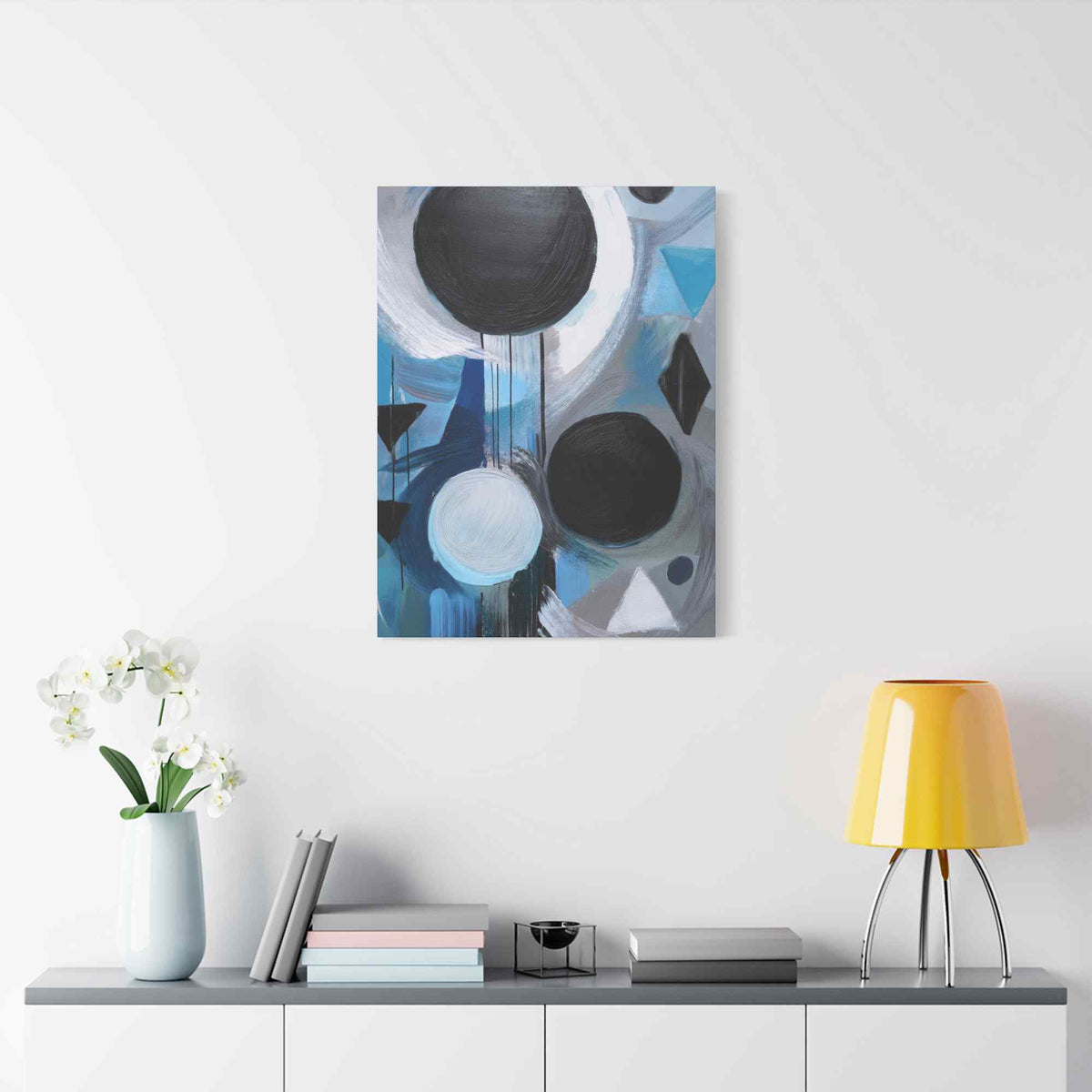 Blue Abstract Painting Print Canvas 20x24,20x30,24x30, 24x32,24x36,30x40, 32x48,36x48,40x60 Pine-Wood Inner Frame ABS-30