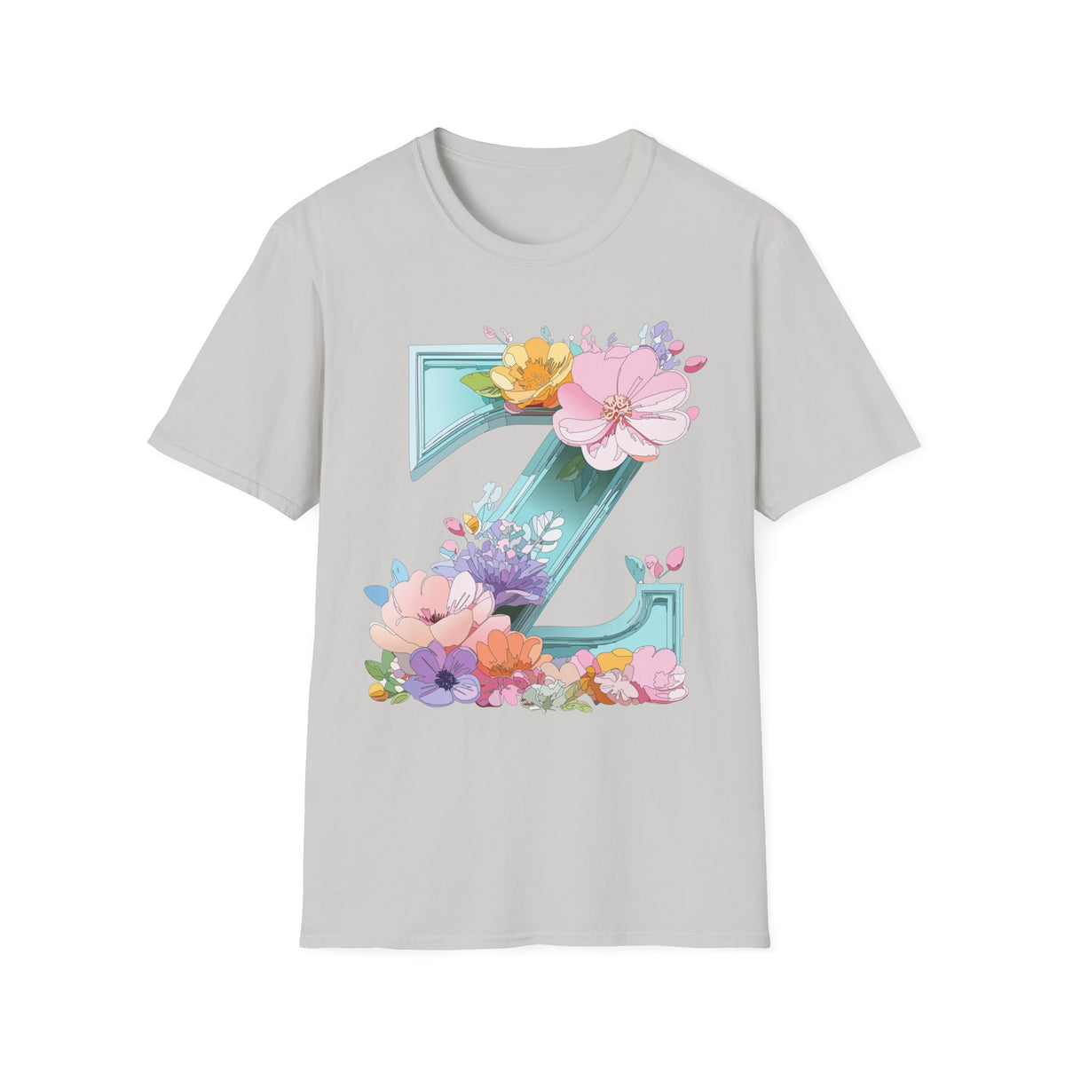 Floral Letter Z T-Shirt | Floral Initial Tee, Monogram Z Shirt