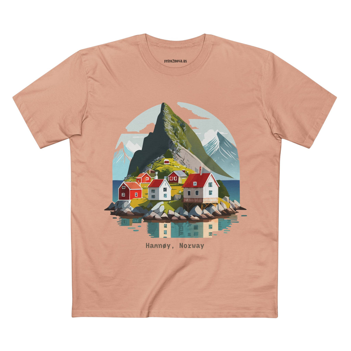 Hamnøy Norway Village Illustration Tee | Scandinavian Coastal Landscape