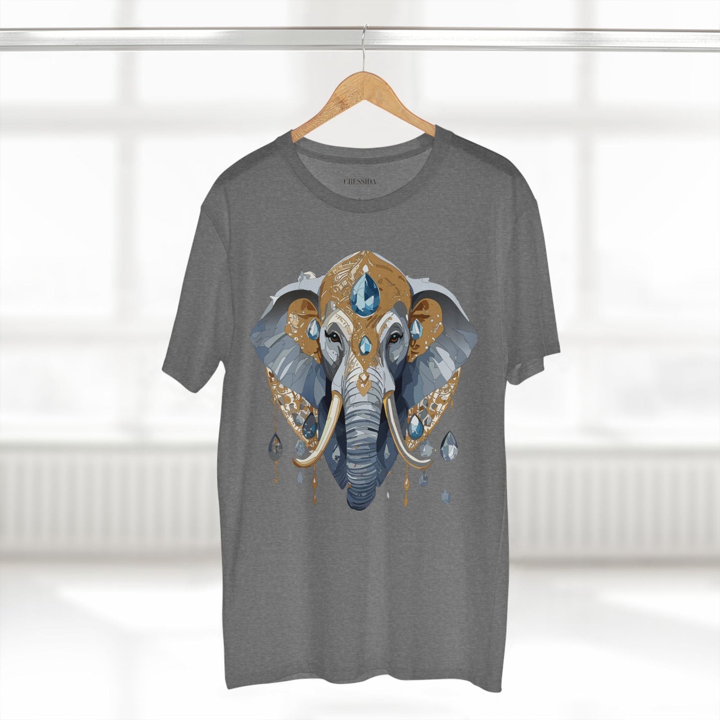 Elephant Graphic Unisex 100 Cotton Tee With Unique Animal Golden Medallion Art Design 36