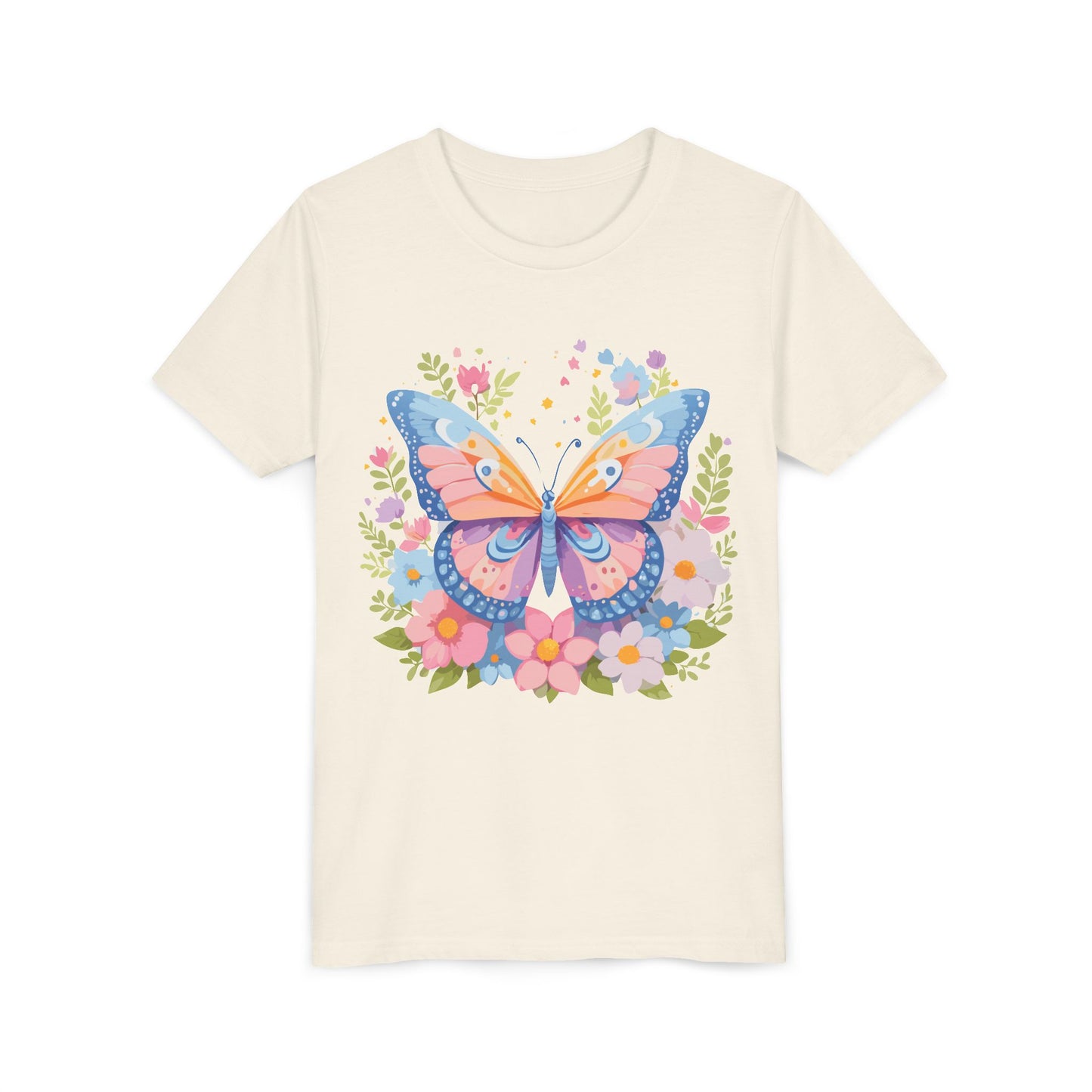 Butterfly Blossom Youth Tee - Colorful Short Sleeve T-Shirt for Spring Celebrations (9-14)