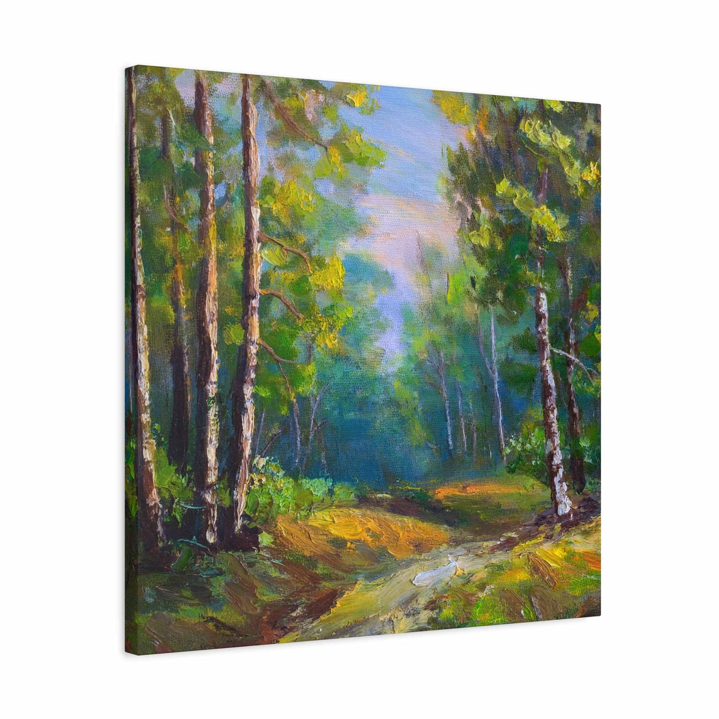 Summer Forest Print Canvas, Oil Paint Print 20x20, 24x24, 30x30, 32x32, 36x36 Art Design Print Pine-Wood Inner Frame MC-86
