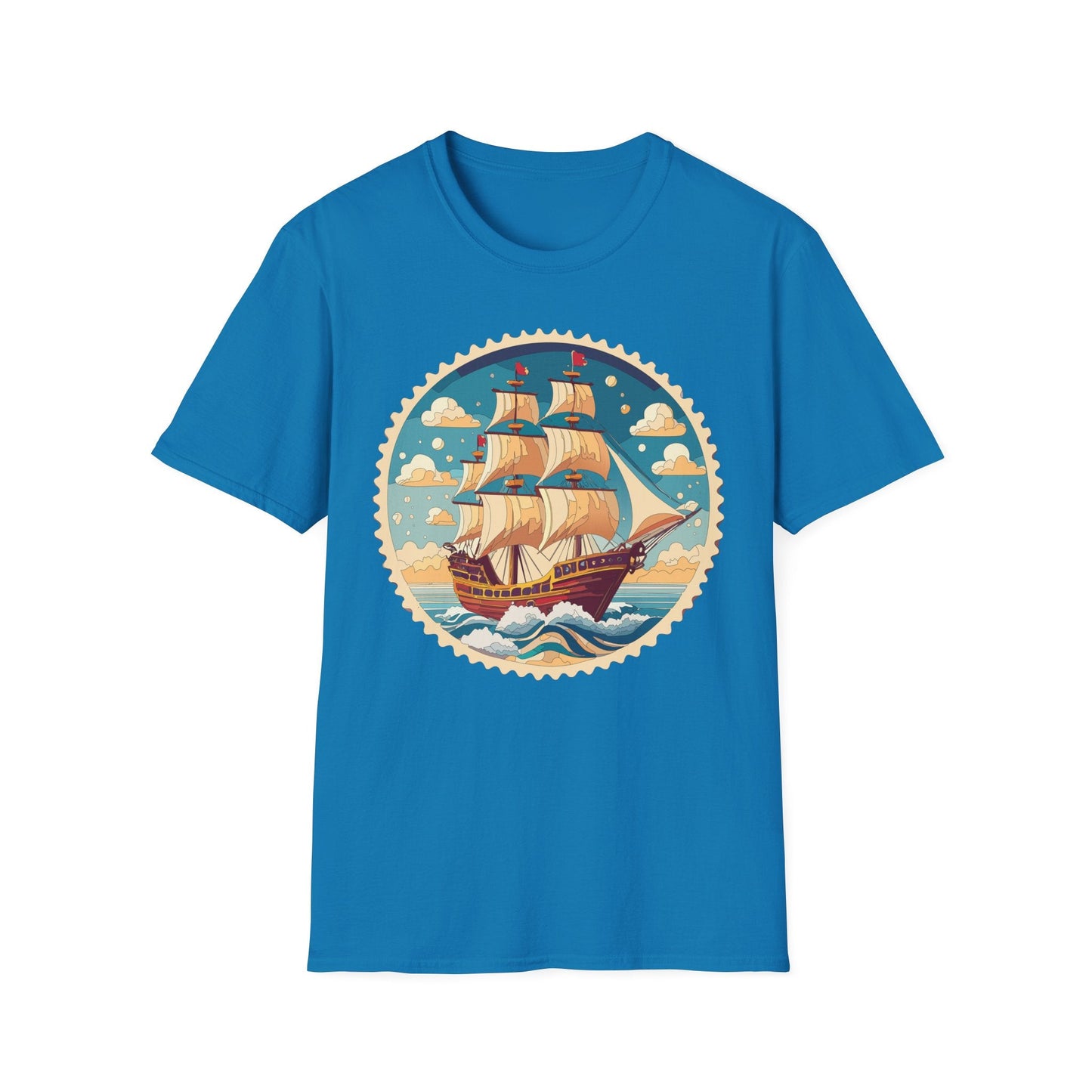 Frigate Ship T Shirt Unisex Short Sleeve 100 Percent Ring Spun Cotton Soft Tee Gildan 64000