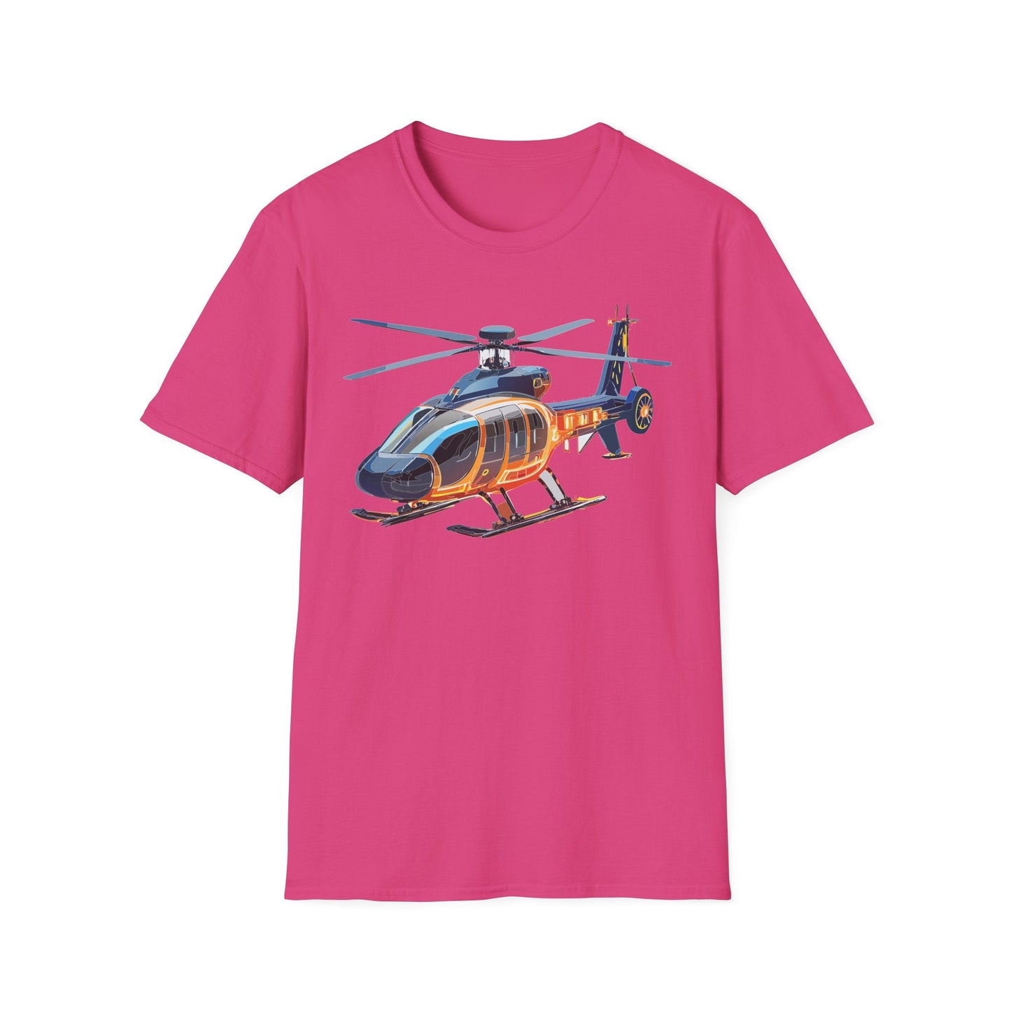 Unisex Helicopter Graphic T Shirt Softstyle 64000 Short Sleeve Chopper Tee For Everyday Comfort