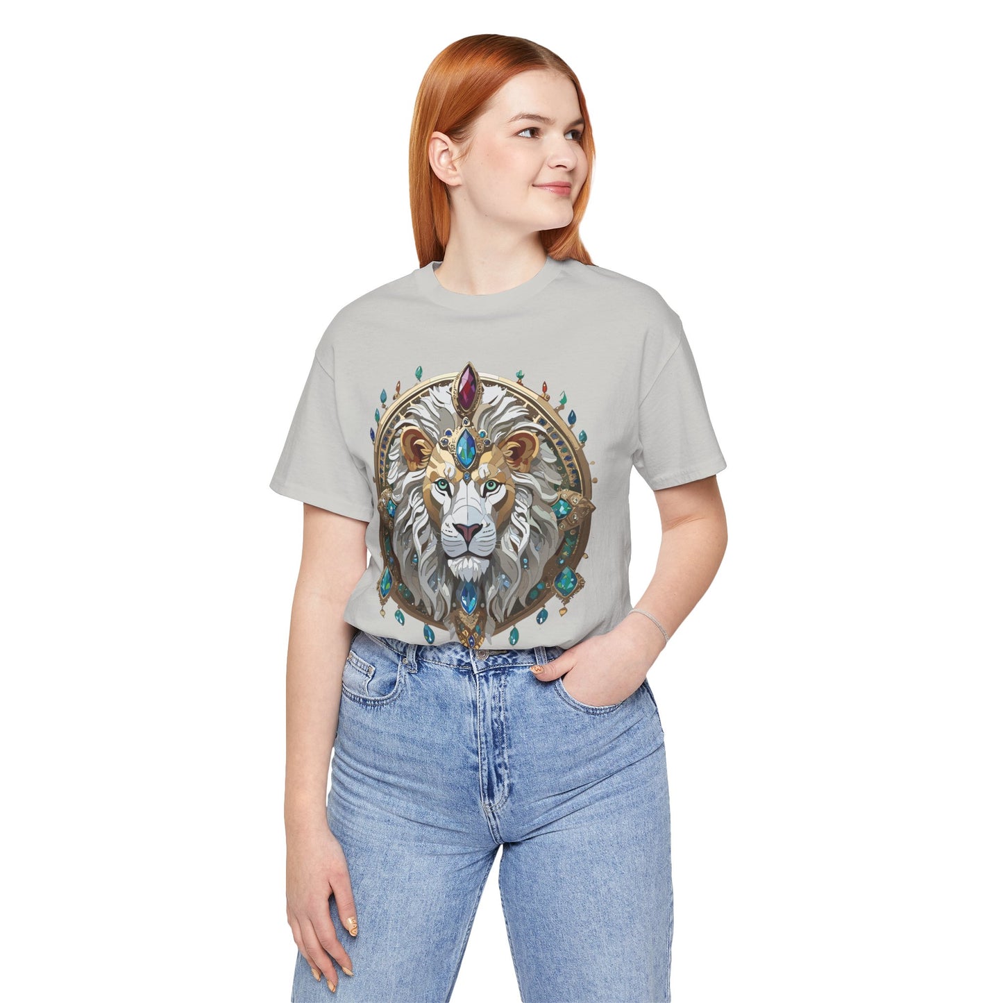 Unisex Lion Graphic Tee, Animal Shirt, Tee Shirt with Lion, Medallion T-Shirt, Animal Medallion Tees