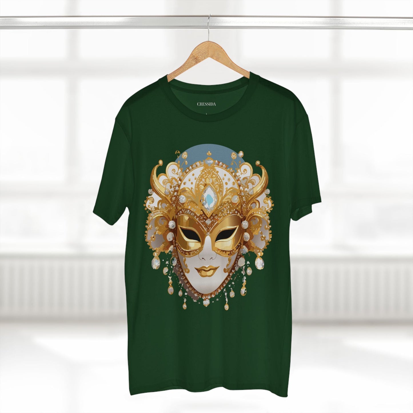 Carnival Mask Graphic T-Shirt Unisex 100 Cotton With Antique Gold Art Design Tee 17