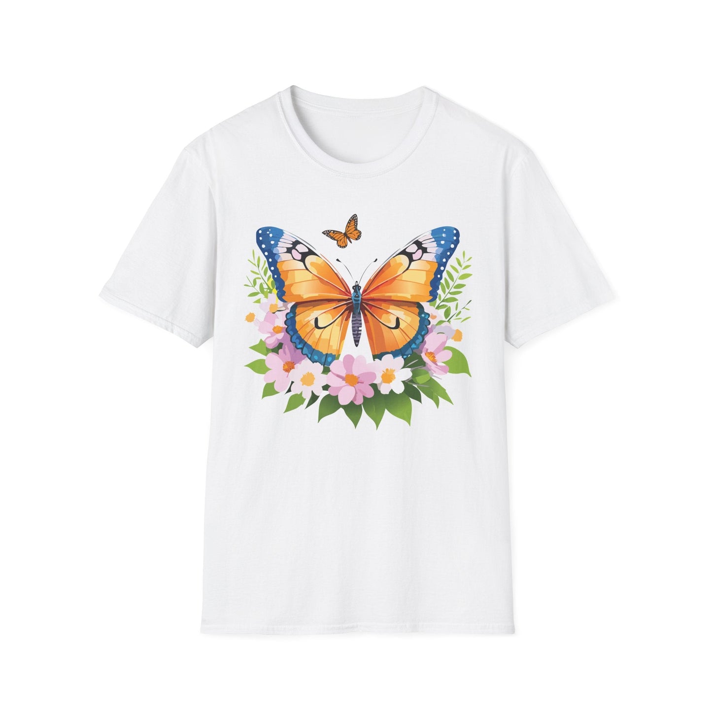 Butterfly Shirt Unisex Cotton Tee Monarch Butterfly Design Gildan Softstyle 64000 Short Sleeve