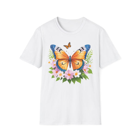 Butterfly Shirt Unisex Cotton Tee Monarch Butterfly Design Gildan Softstyle 64000 Short Sleeve