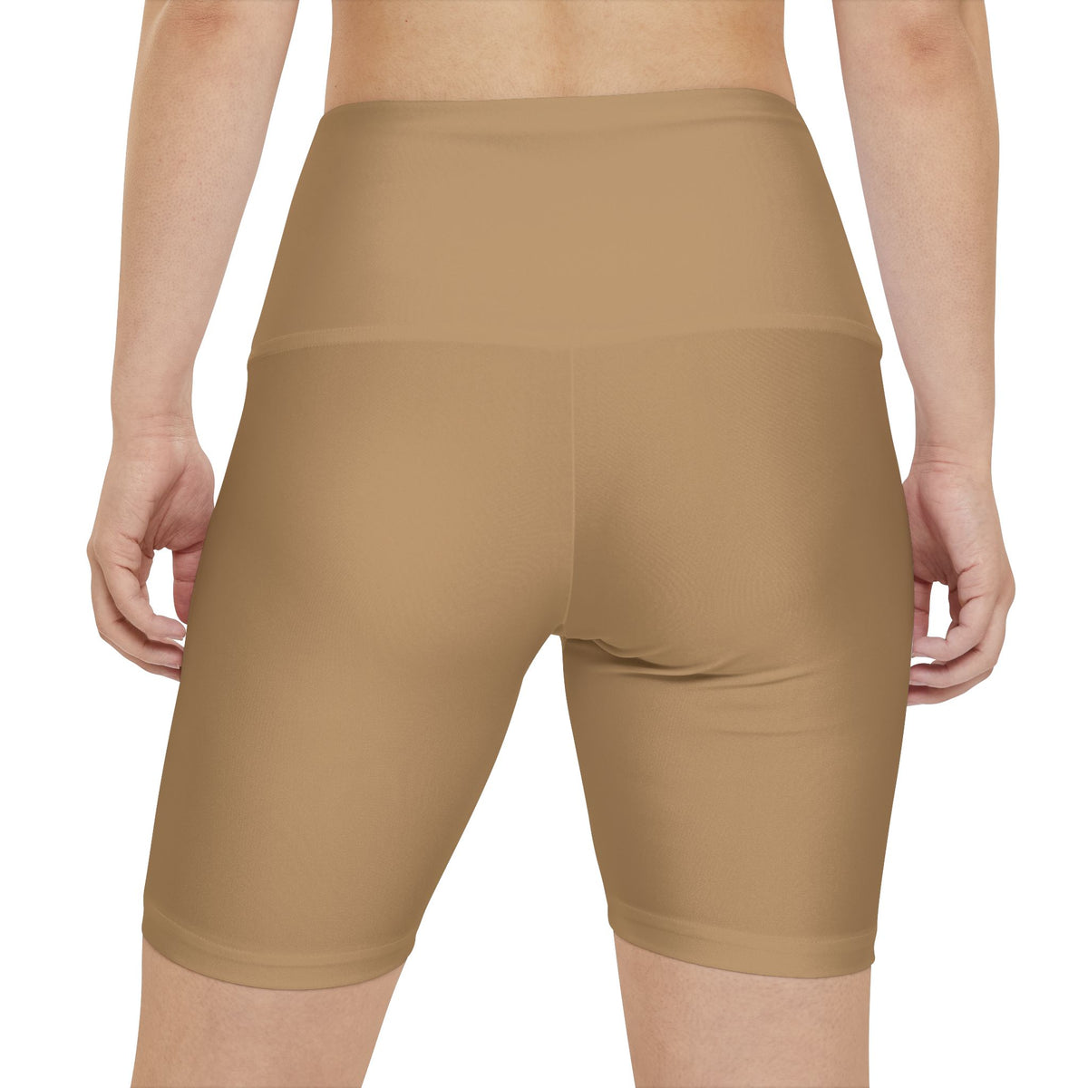 Camel High-Waist Women’s Workout Shorts — Neutral Tan Biker Shorts for Gym, Yoga & Everyday Activewear
