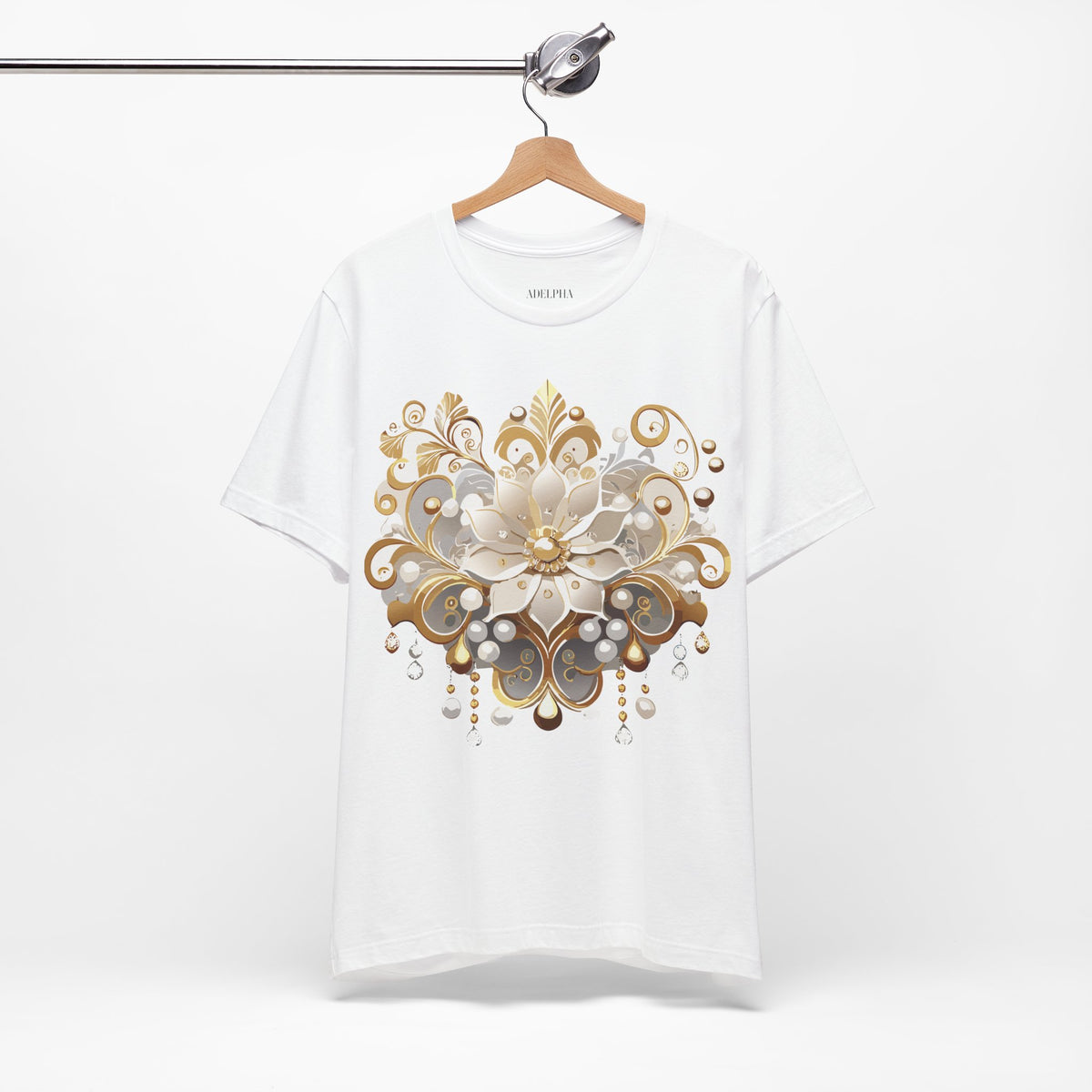Jewelry Graphic Unisex Cotton Bella+Canvas Tee with Gemstones Art Design m27