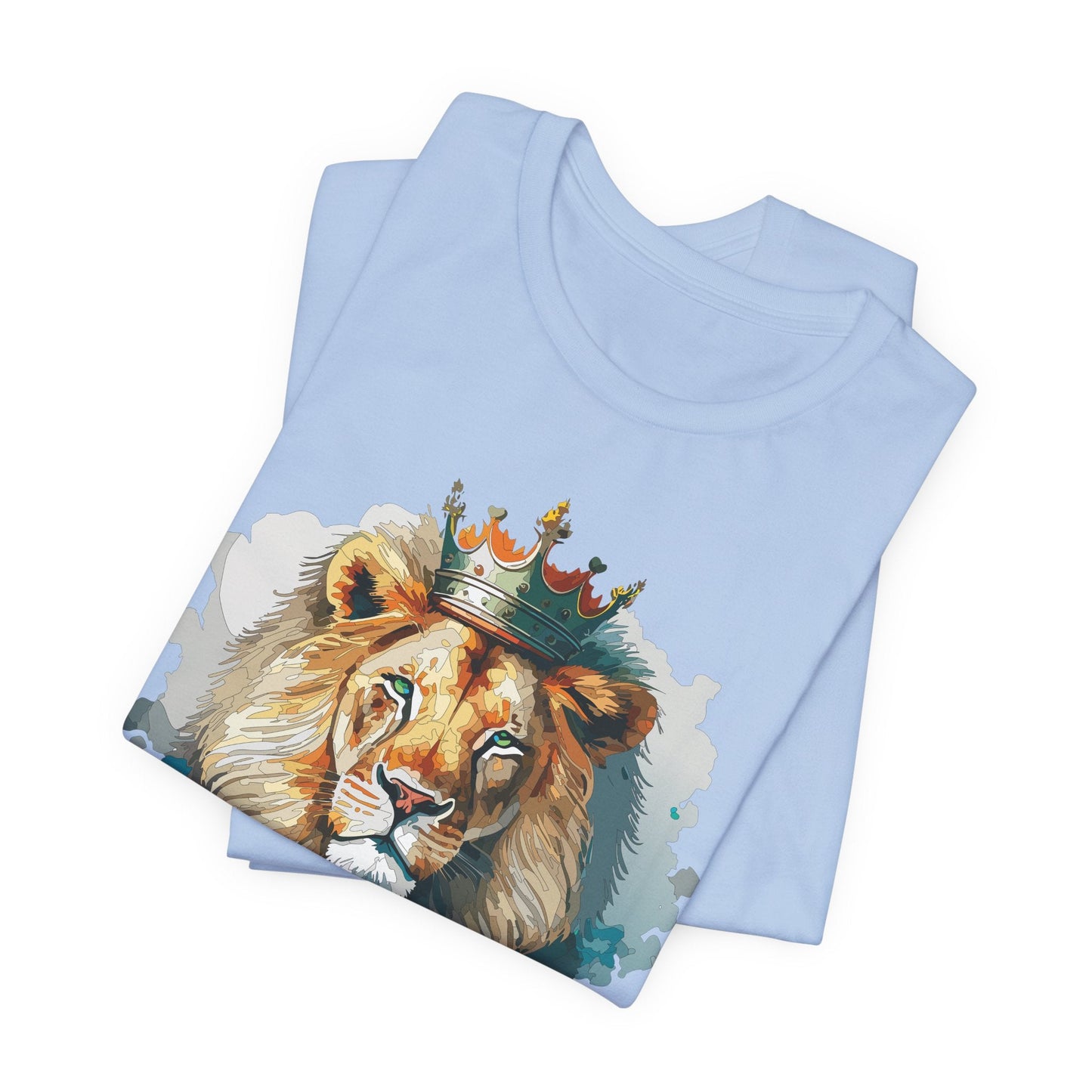 Lion with Crown Tee Unisex Cotton Watercolor King Lion Graphic T-Shirt 2