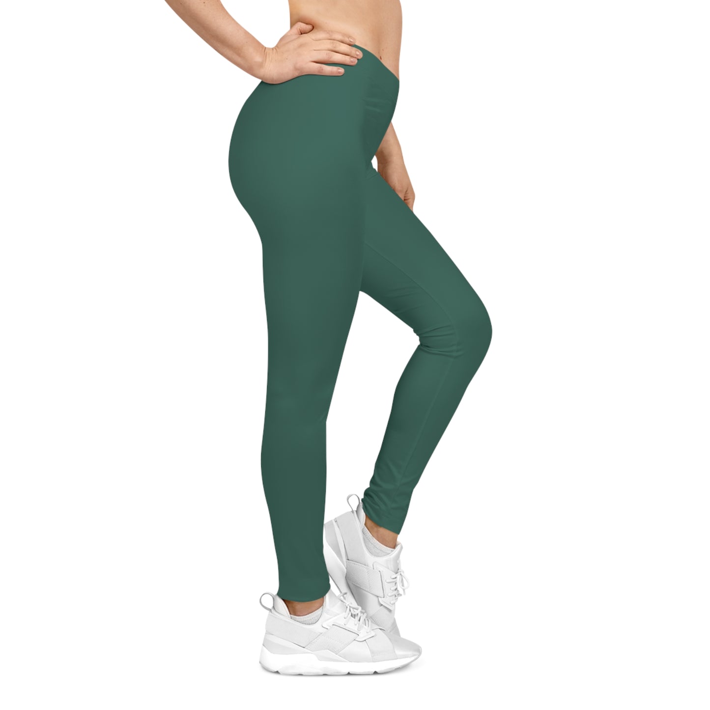 Dark Jungle Green Color Women's Poly-Span Casual Leggings XS-2XL